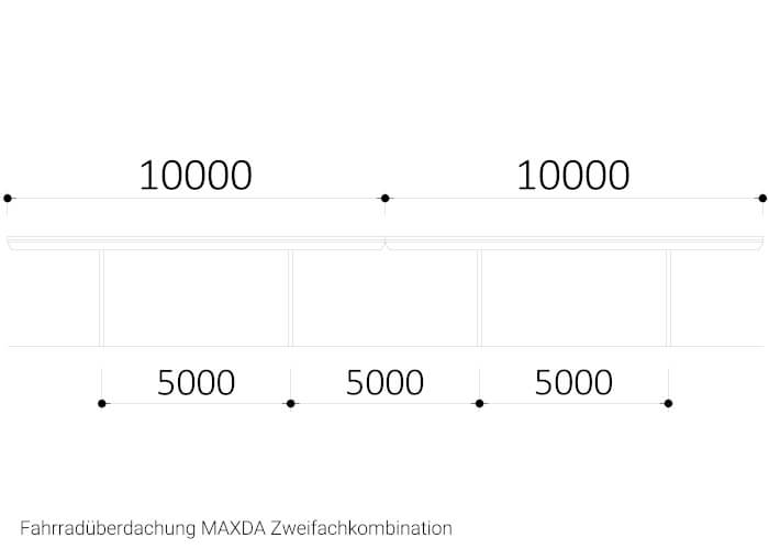 Fahrradüberdachung MAXDA Zweifachkombination