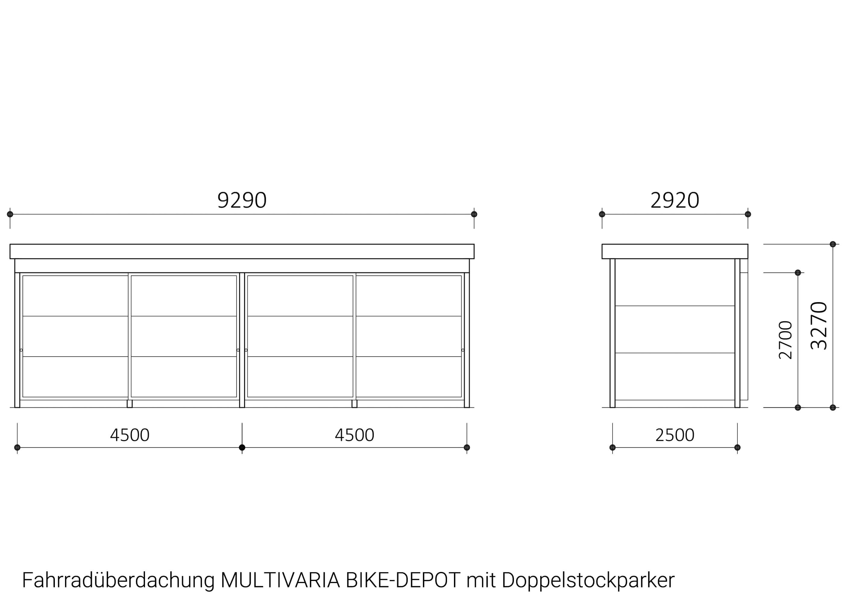 Fahrradüberdachung MULTIVARIA BIKE-DEPOT mit Doppelstockparker Fahrradständer Fahrradüberdachung MULTIVARIA BIKE-DEPOT mit Doppelstockparker Fahrradständer