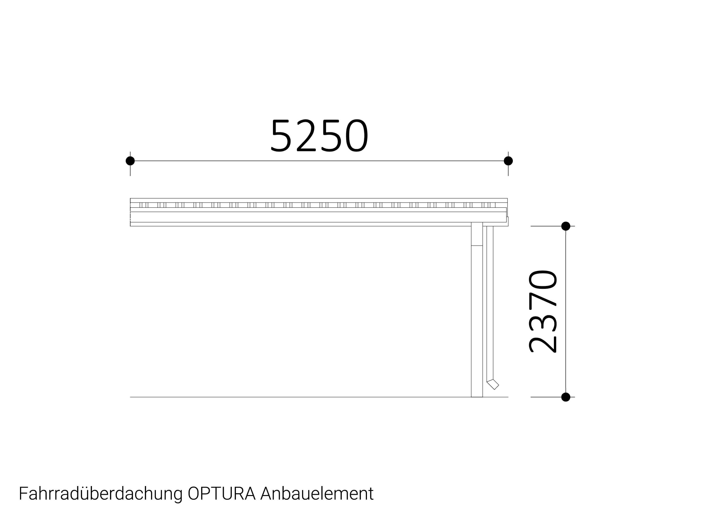 Zeichnung Fahrradüberdachung OPTURA Anbauelement