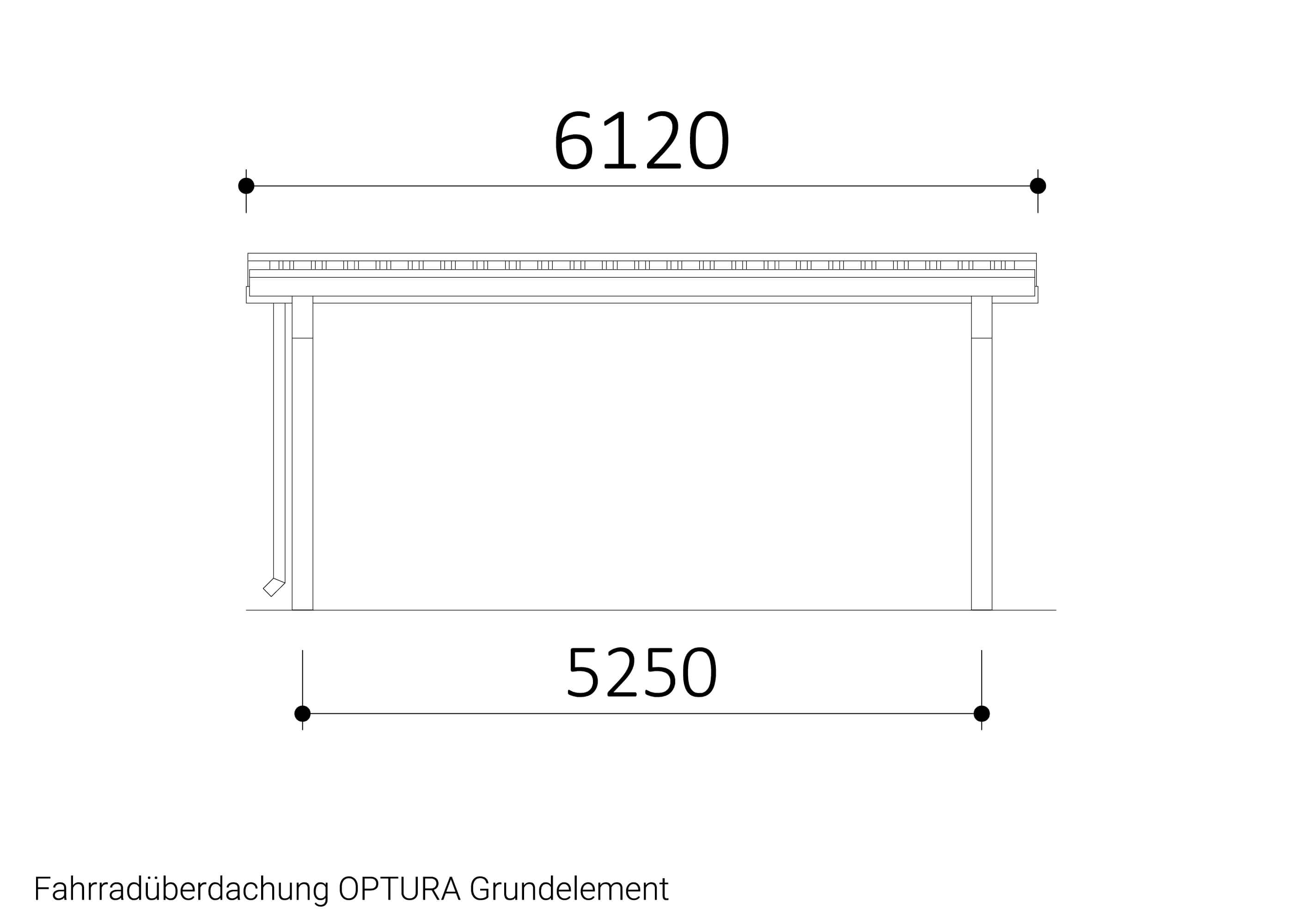 Zeichnung Fahrradüberdachung OPTURA Grundelement