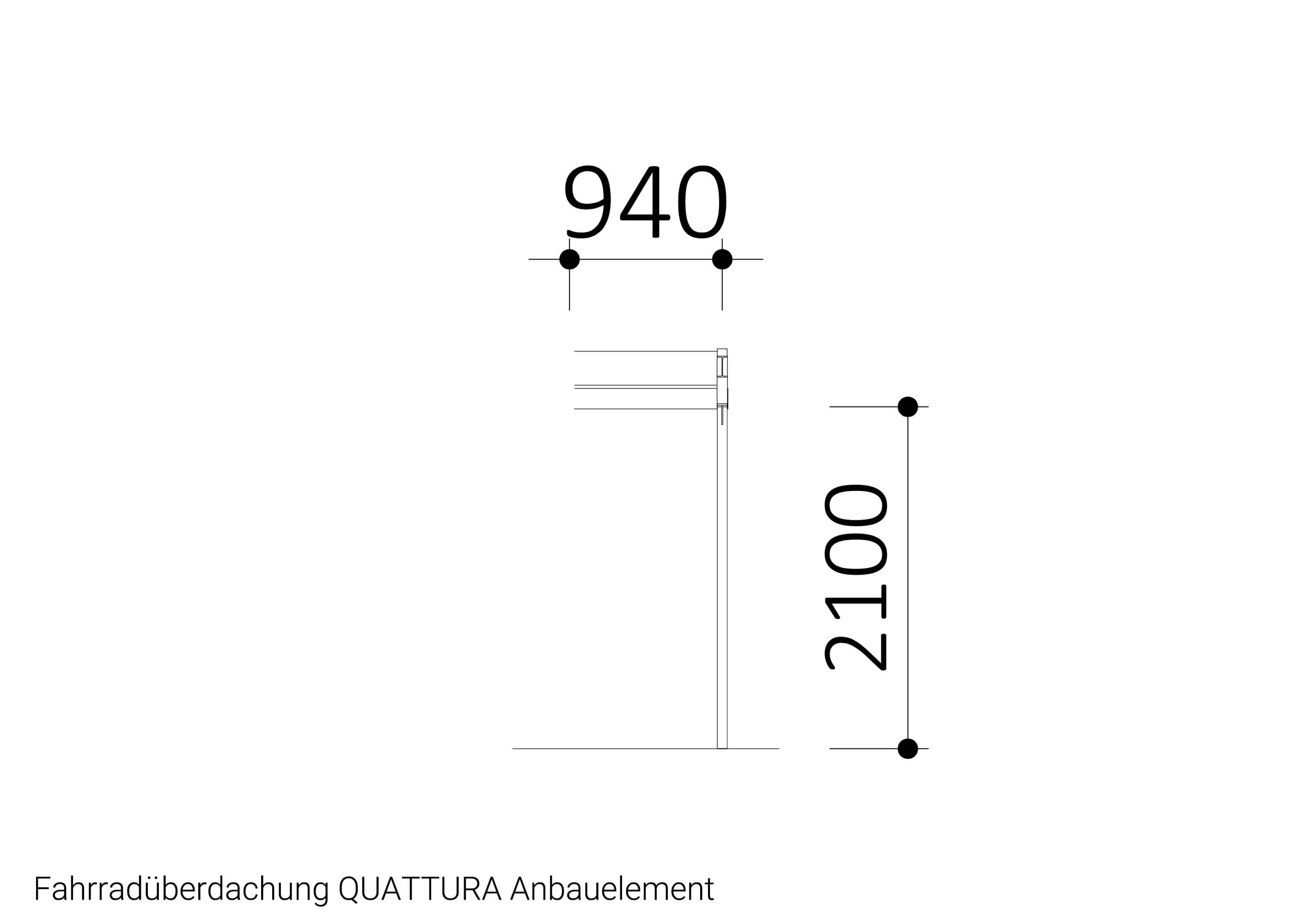 Fahrradüberdachung QUATTURA Anbauelement Zeichnung Fahrradüberdachung QUATTURA Anbauelement