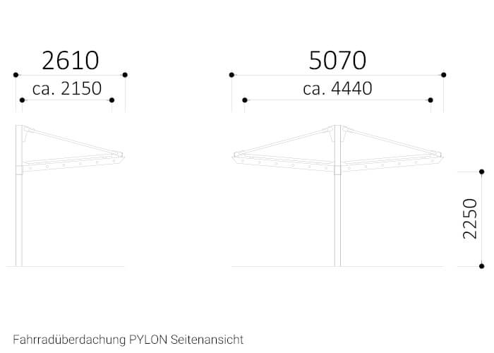Fahrradüberdachung PYLON Seitenansicht