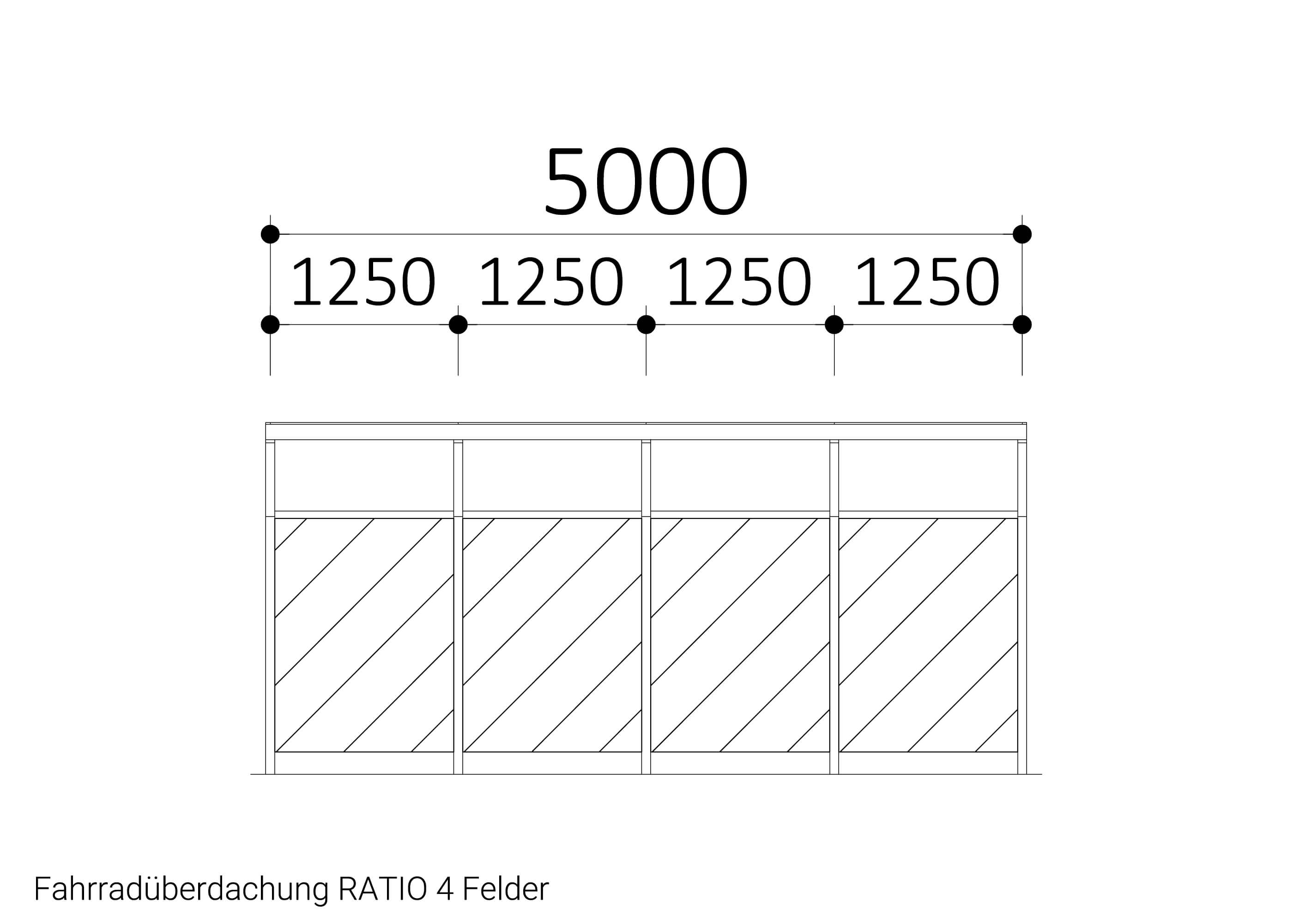 Fahrradüberdachung RATIO 4 Felder Zeichnung Fahrradüberdachung RATIO 4 Felder