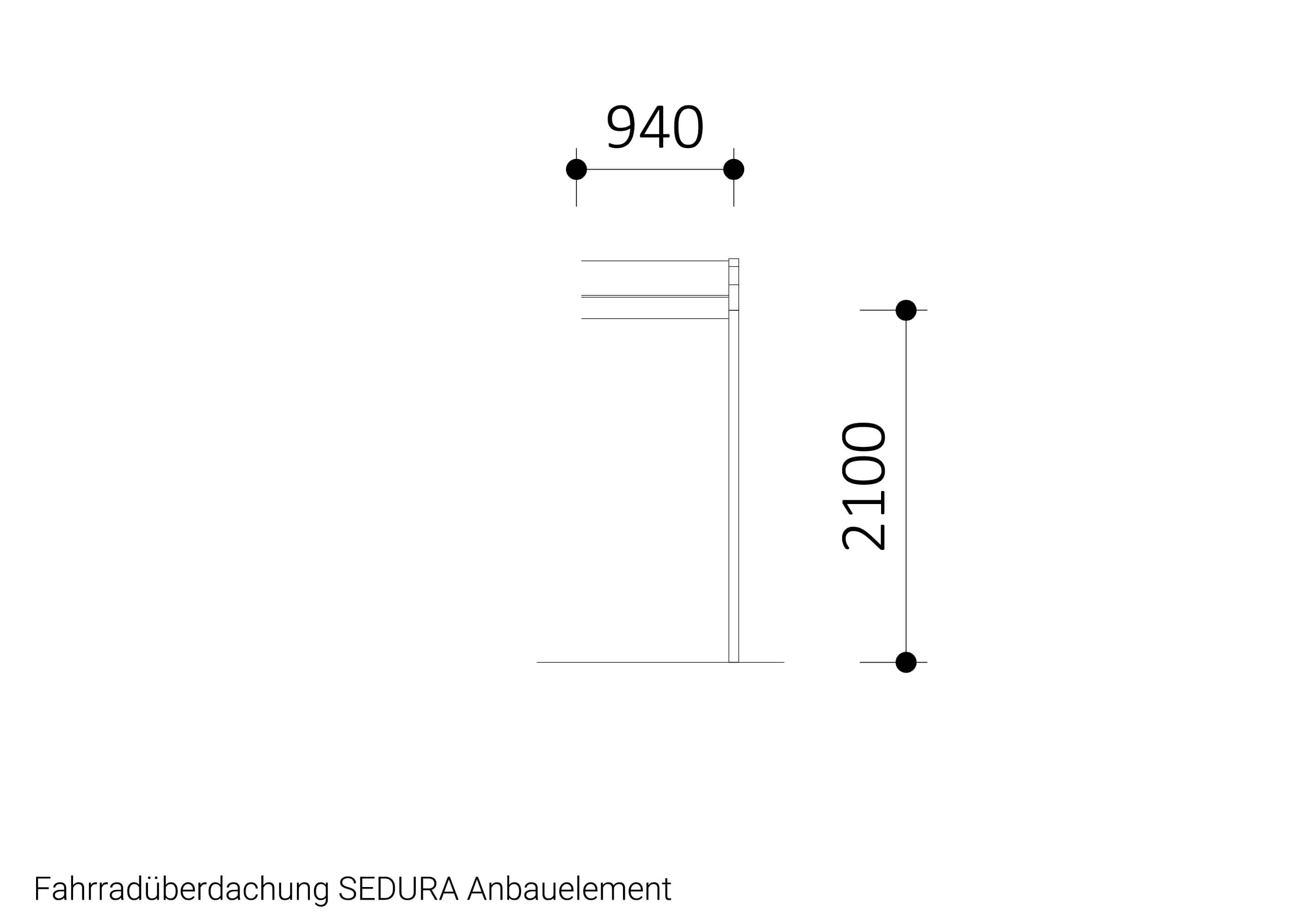 Zeichnung Fahrradüberdachung SEDURA Anbauelement