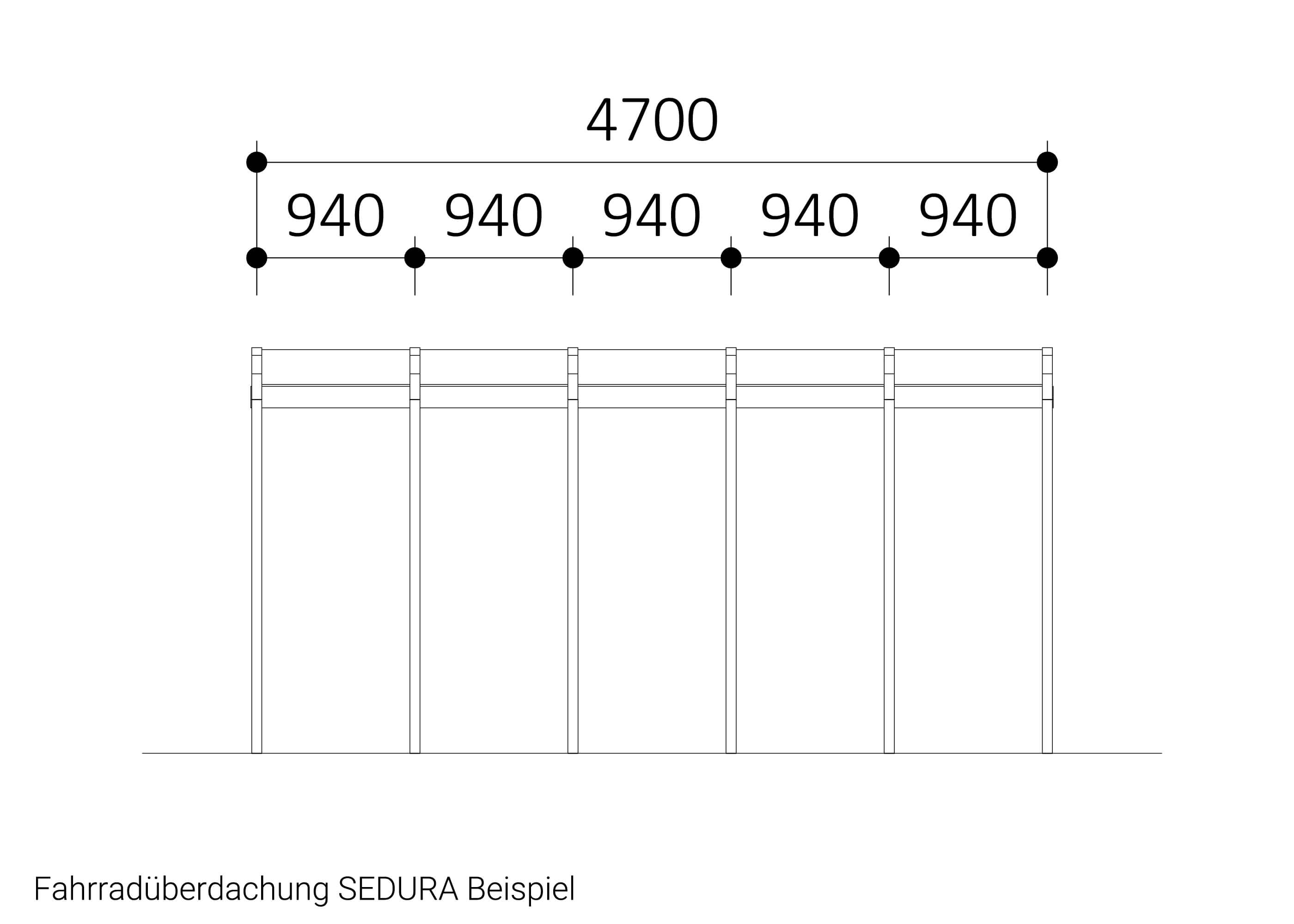 Zeichnung Fahrradüberdachung SEDURA Beispiel