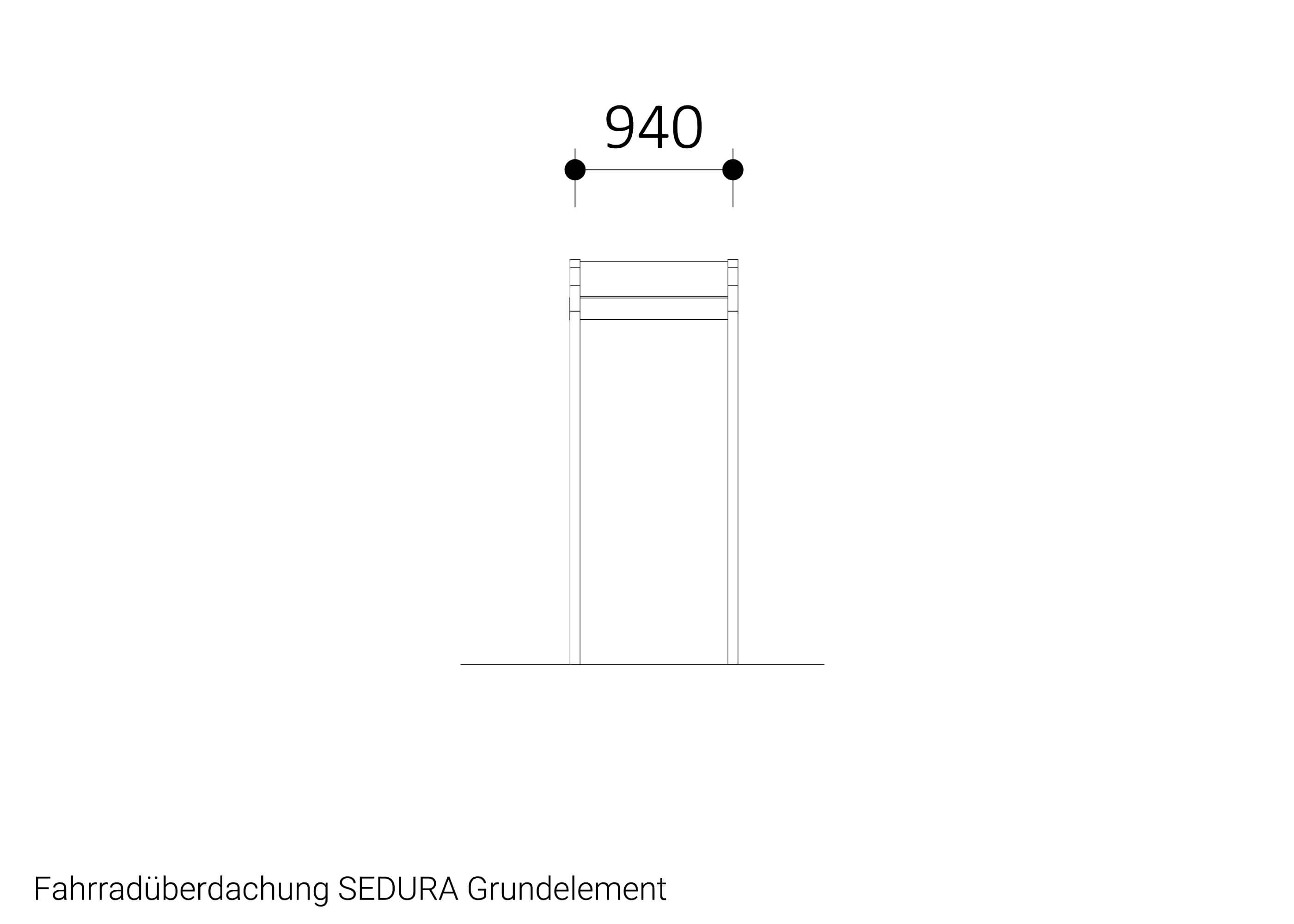 Zeichnung Fahrradüberdachung SEDURA Grundelement