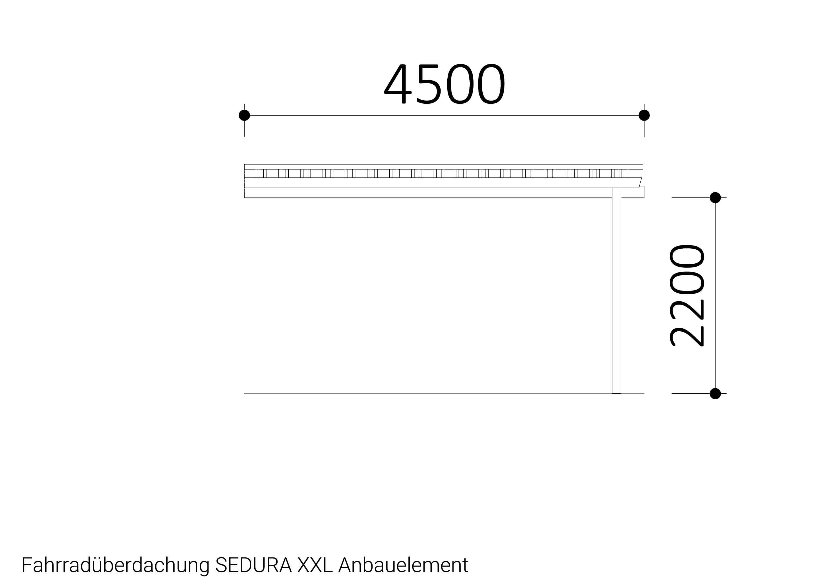 Zeichnung Fahrradüberdachung SEDURA XXL Anbauelement