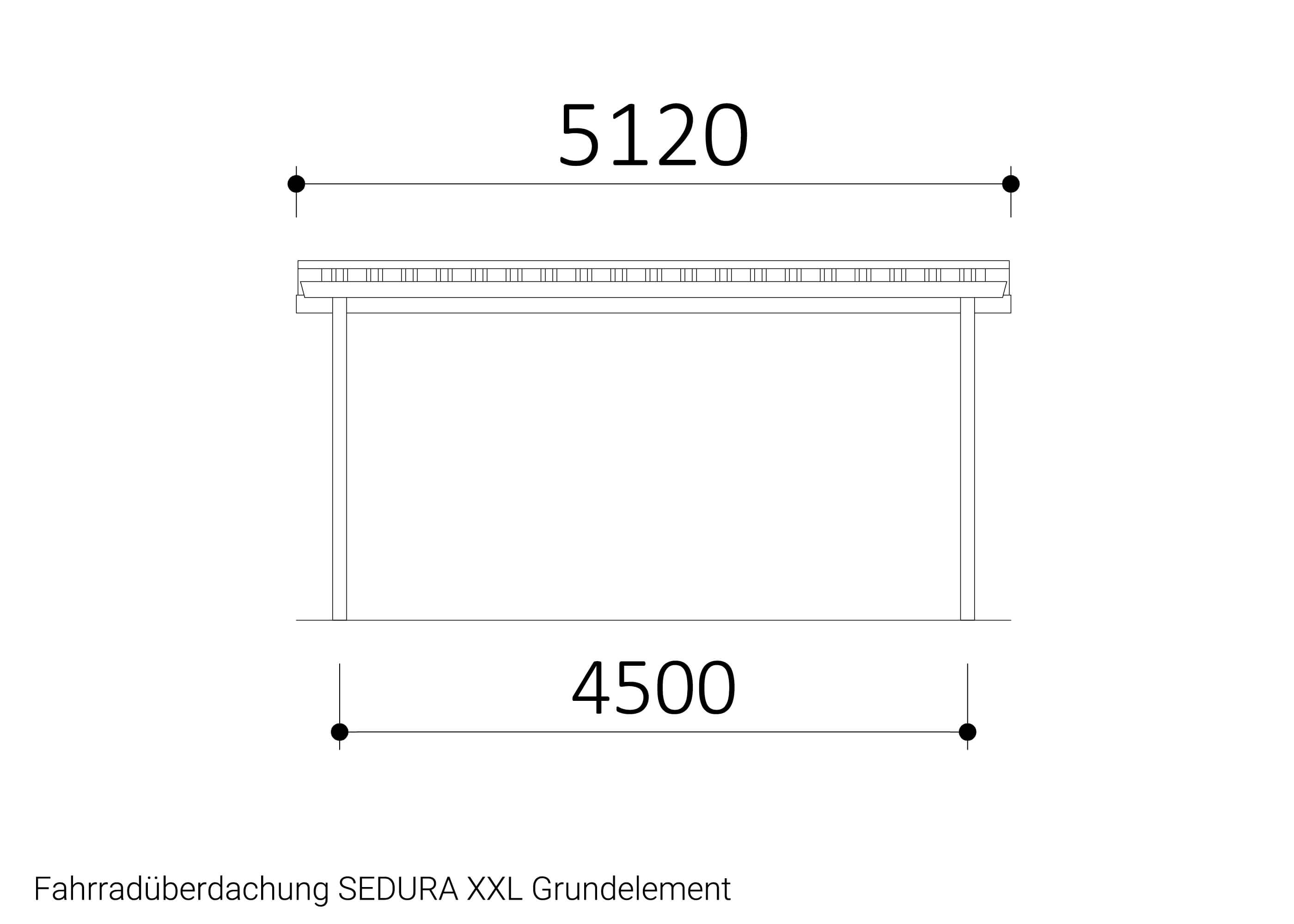 Zeichnung Fahrradüberdachung SEDURA XXL Grundelement
