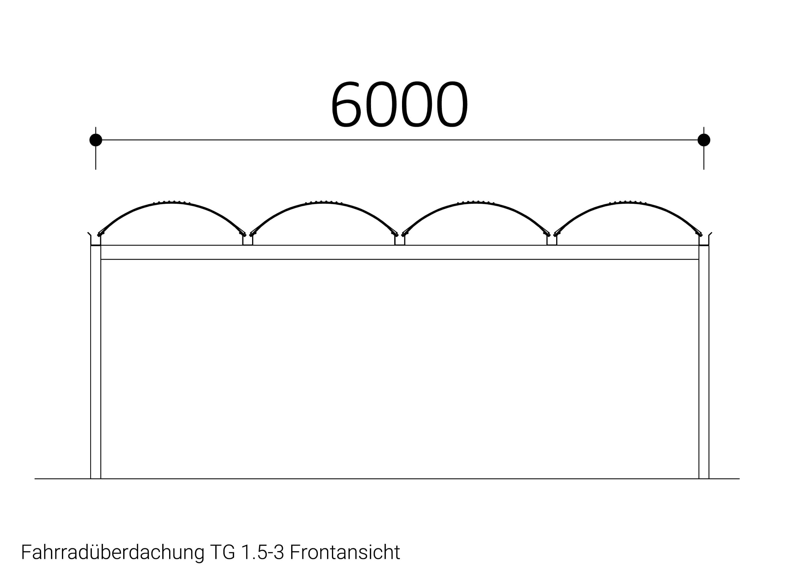 Zeichnung Fahrradüberdachung TG 1.5-3 Frontansicht 2