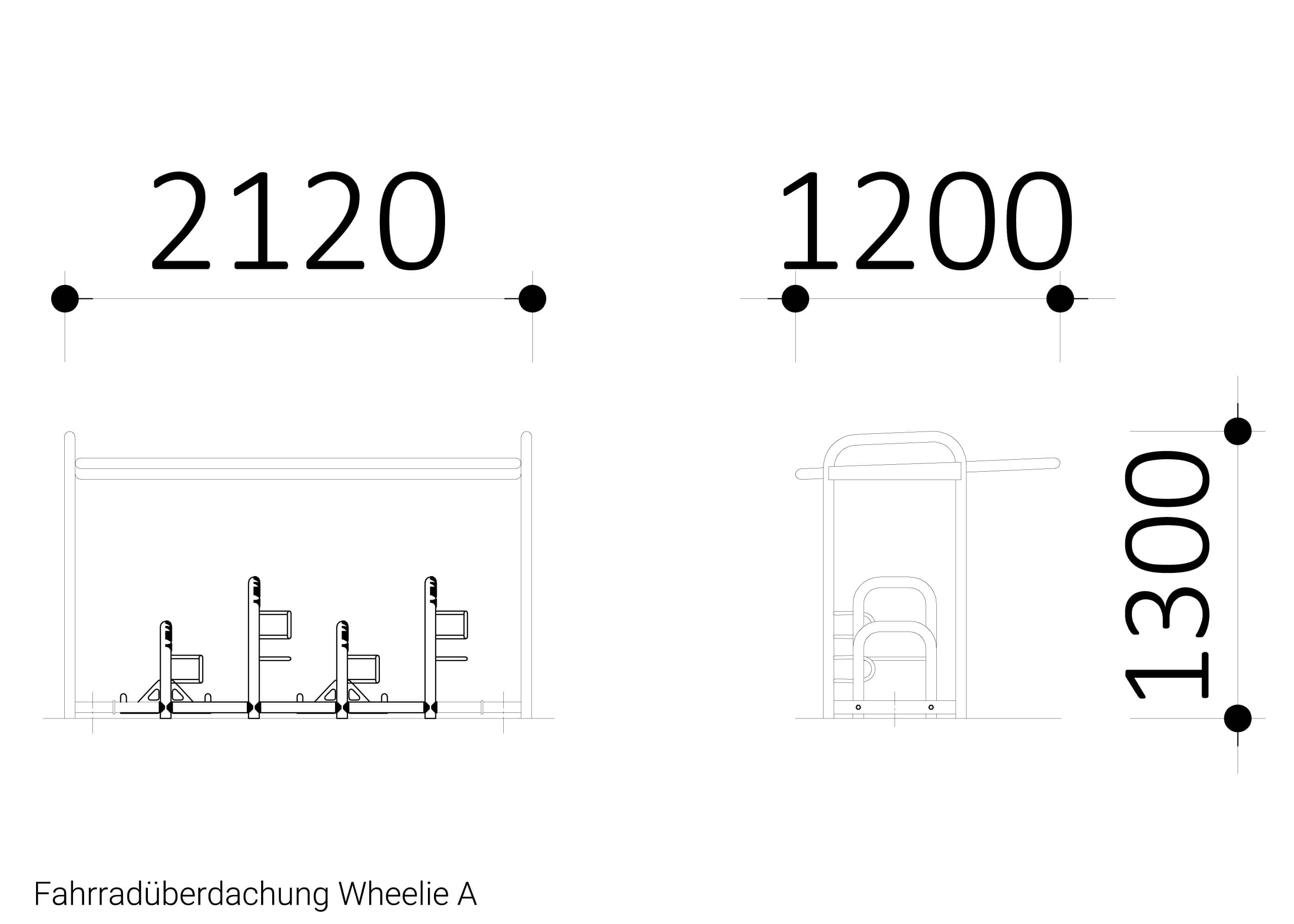 Fahrradüberdachung WHEELIE THE KID A Zeichnung Fahrradüberdachung WHEELIE THE KID A Zeichnung