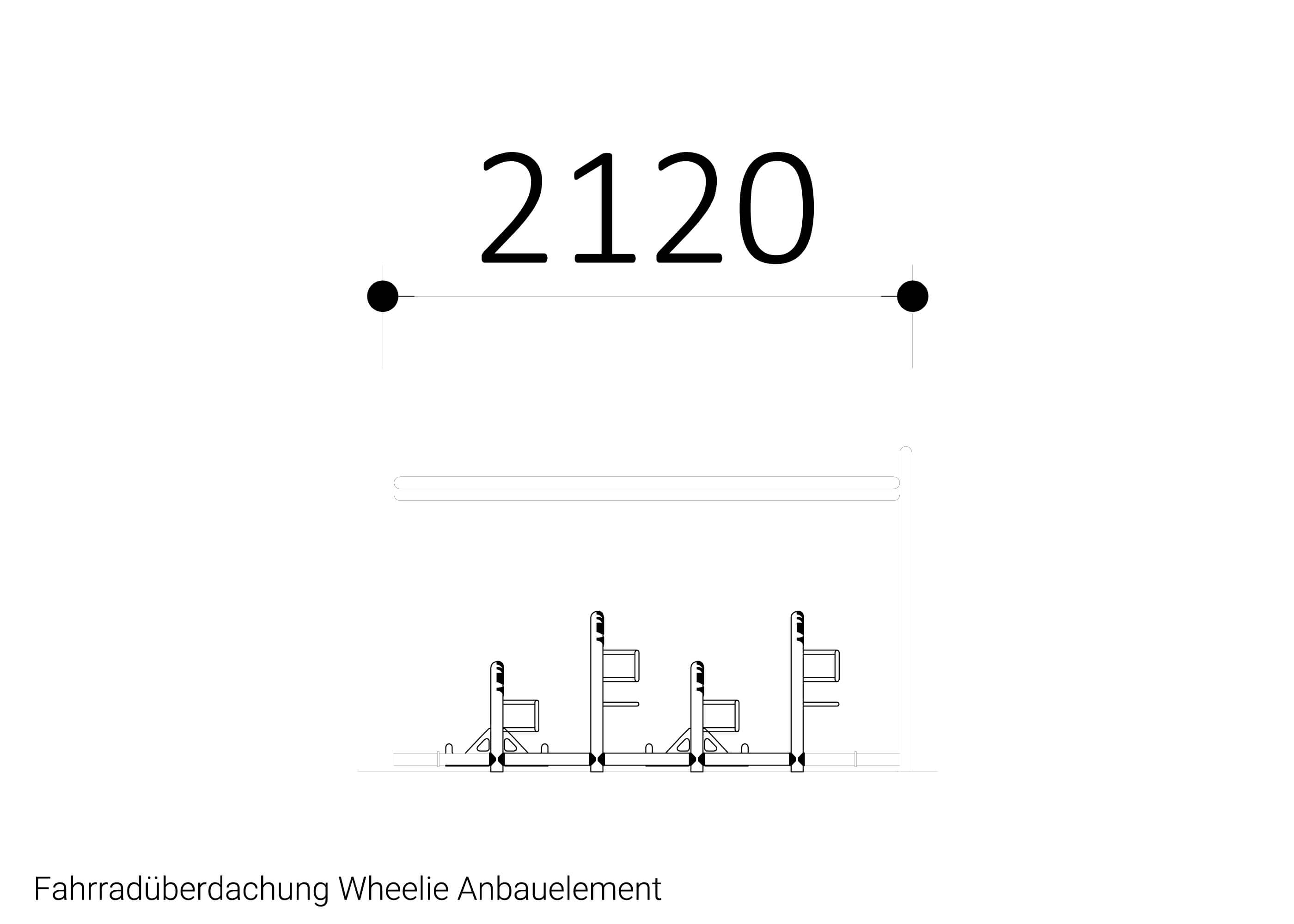 Fahrradüberdachung WHEELIE-THE-KID Anbauelement Zeichnung Fahrradüberdachung WHEELIE-THE-KID Anbauelement