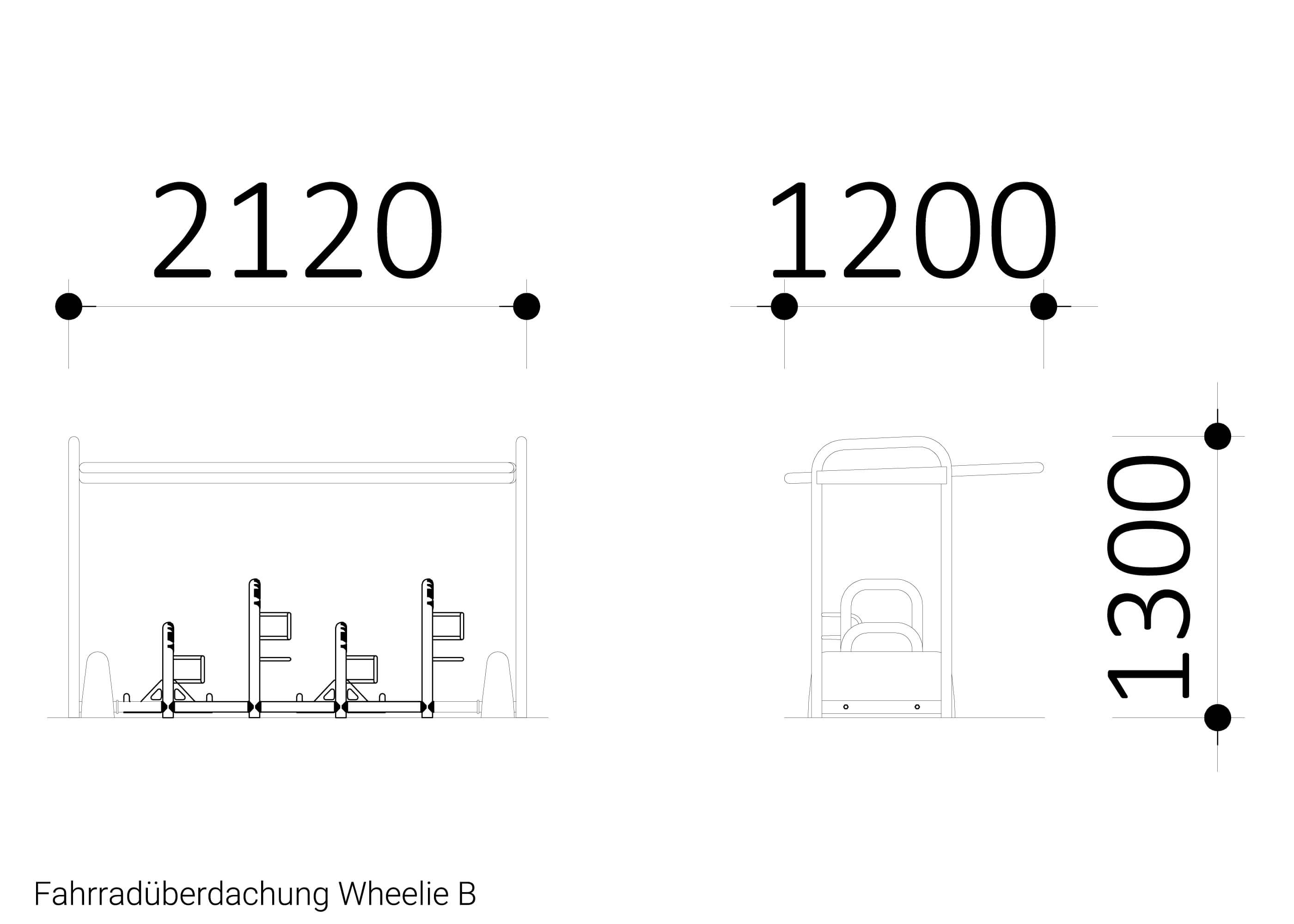 Fahrradüberdachung WHEELIE THE KID B Zeichnung Fahrradüberdachung WHEELIE THE KID B Zeichnung