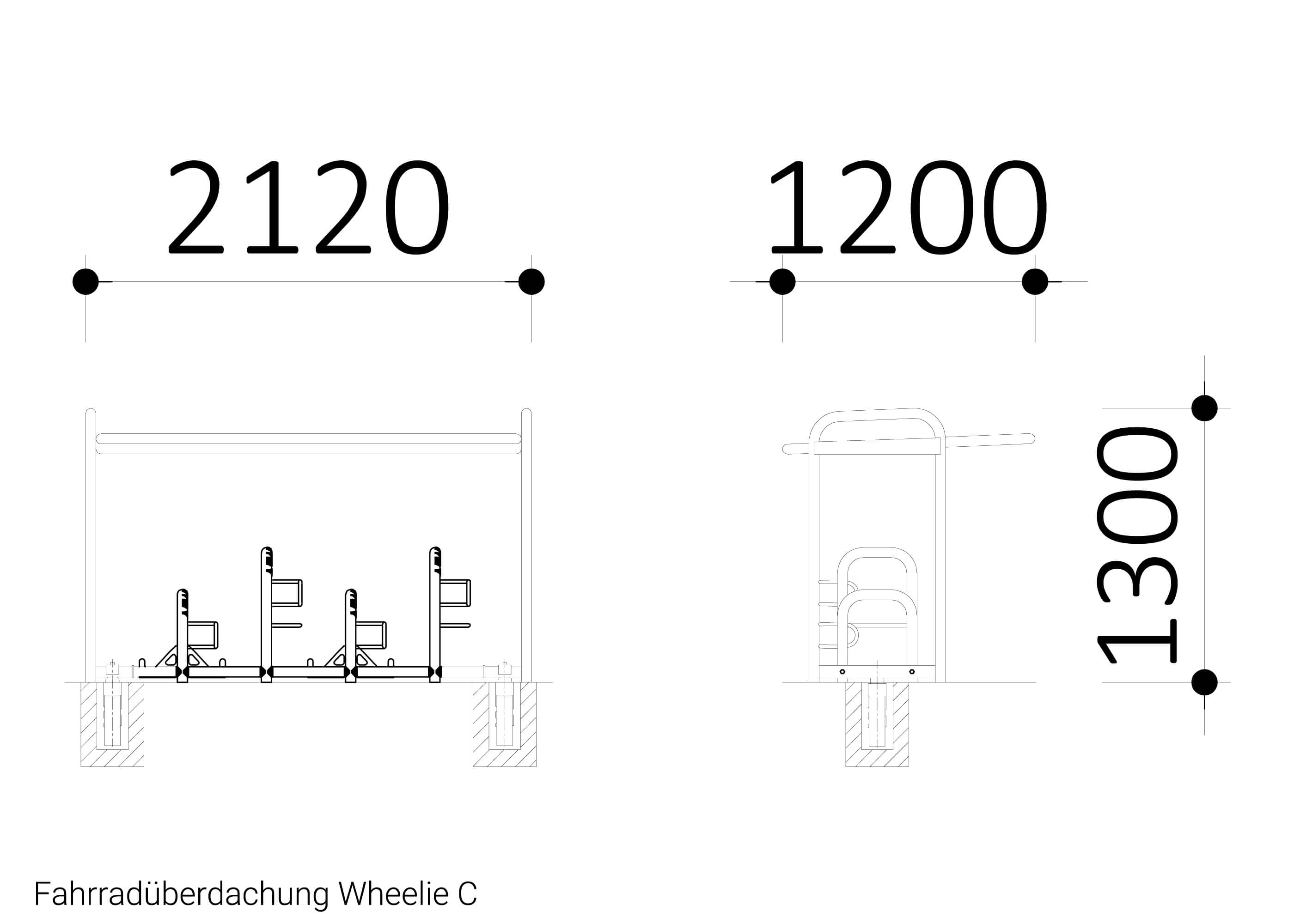 Fahrradüberdachung WHEELIE THE KID C Zeichnung Fahrradüberdachung WHEELIE THE KID C Zeichnung