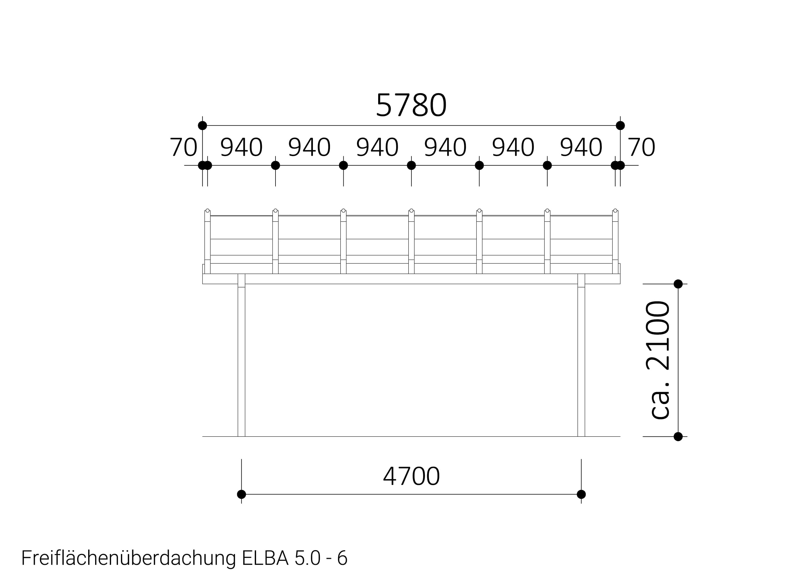 Freiflächenüberdachung ELBA 5.0-6