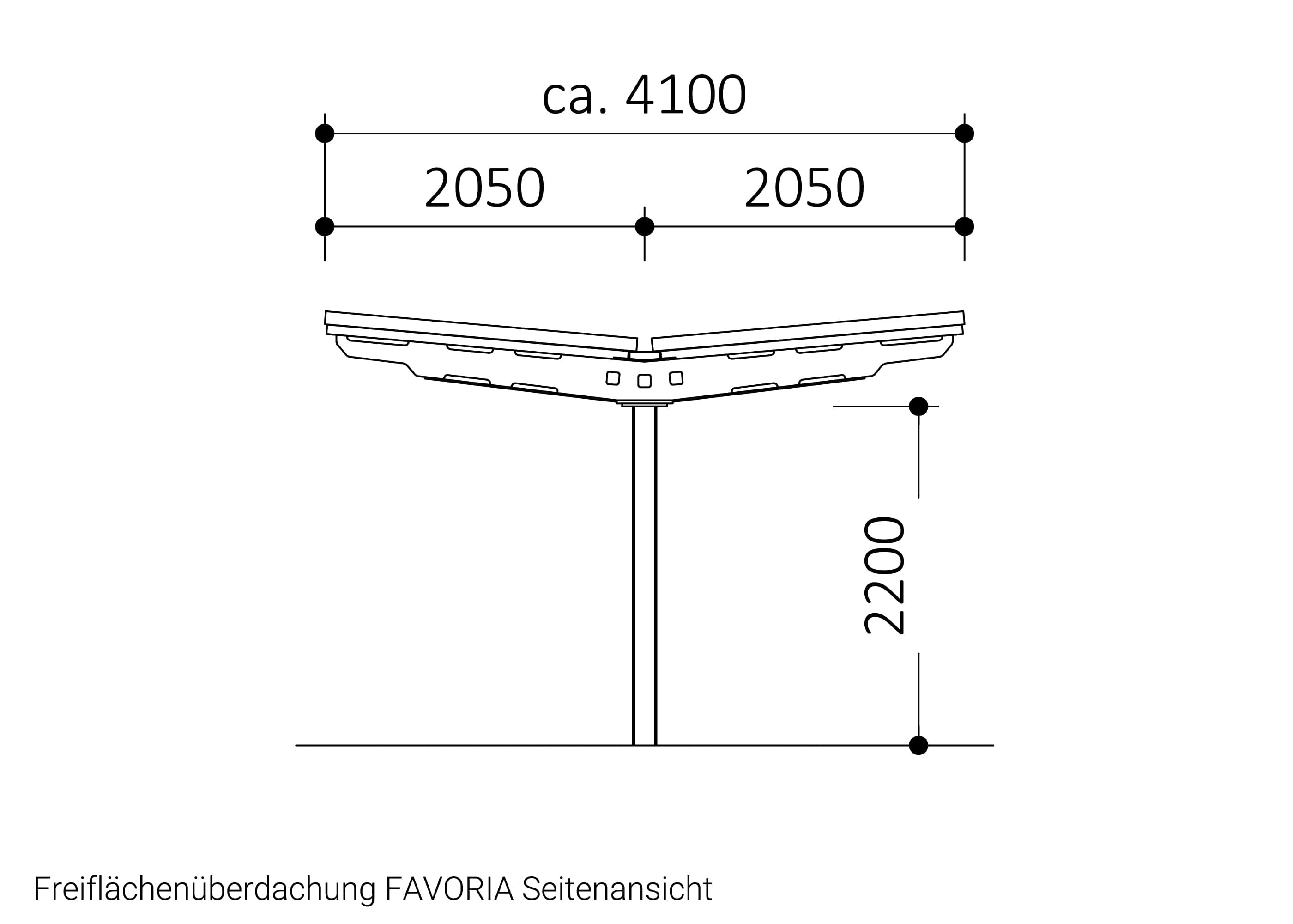 Freiflächenüberdachung FAVORIA Seitenansicht 3 Freiflächenüberdachung FAVORIA Seitenansicht 3