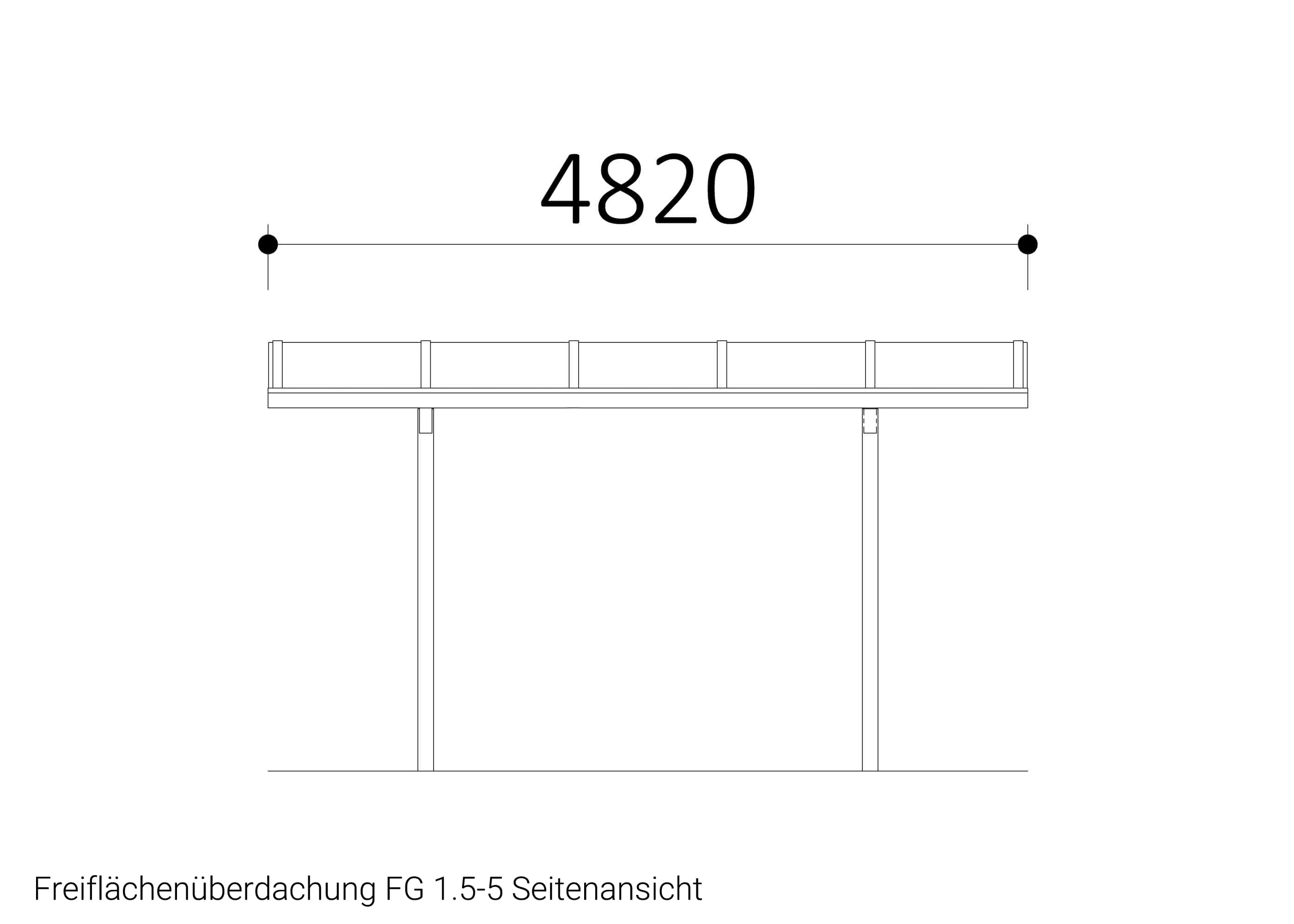 Freiflächenüberdachung FG 1.5-5 Seitenansicht Freiflächenüberdachung FG 1.5-5 Seitenansicht