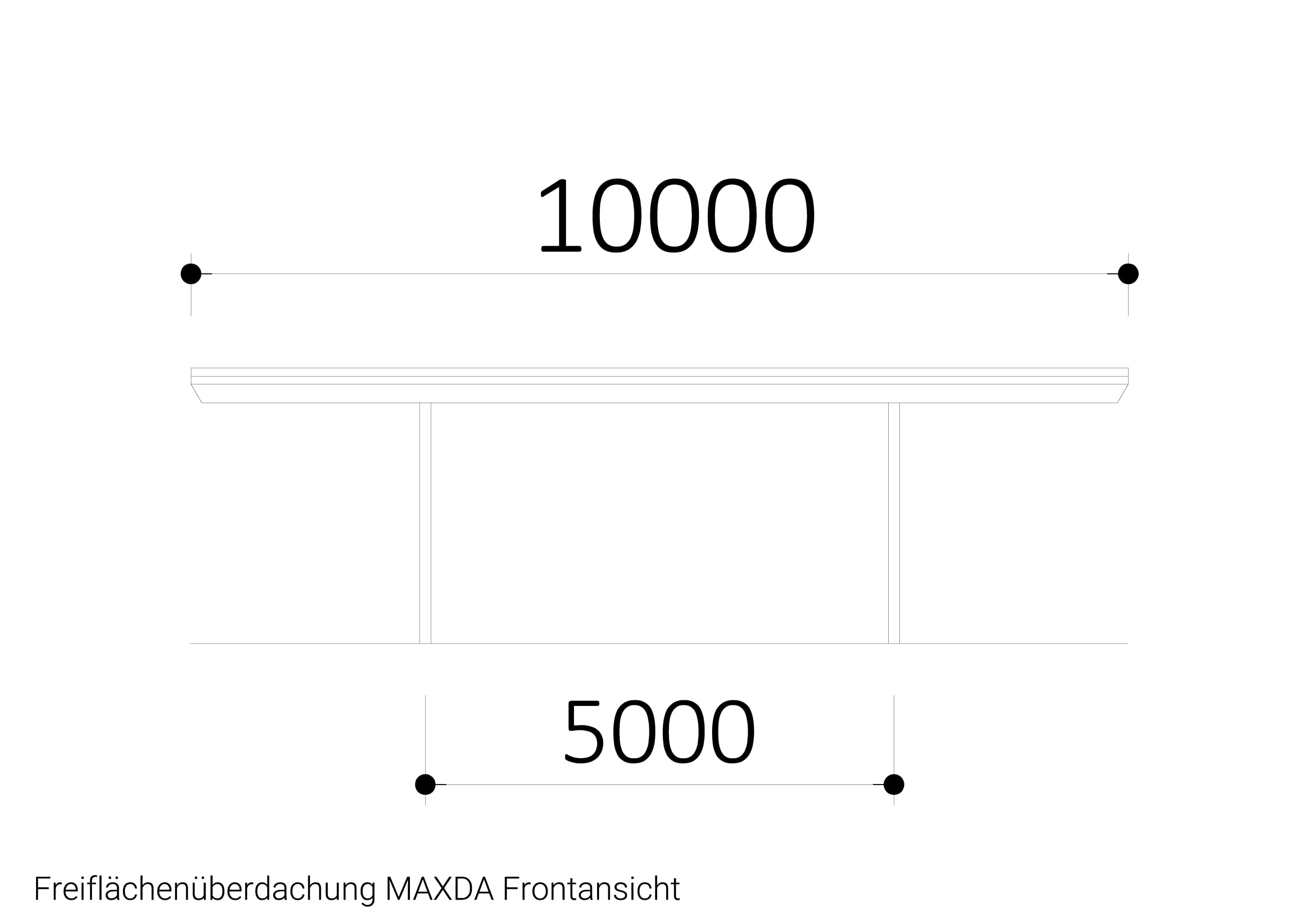 Freiflächenüberdachung Maxda Frontansicht Freiflächenüberdachung Maxda Frontansicht