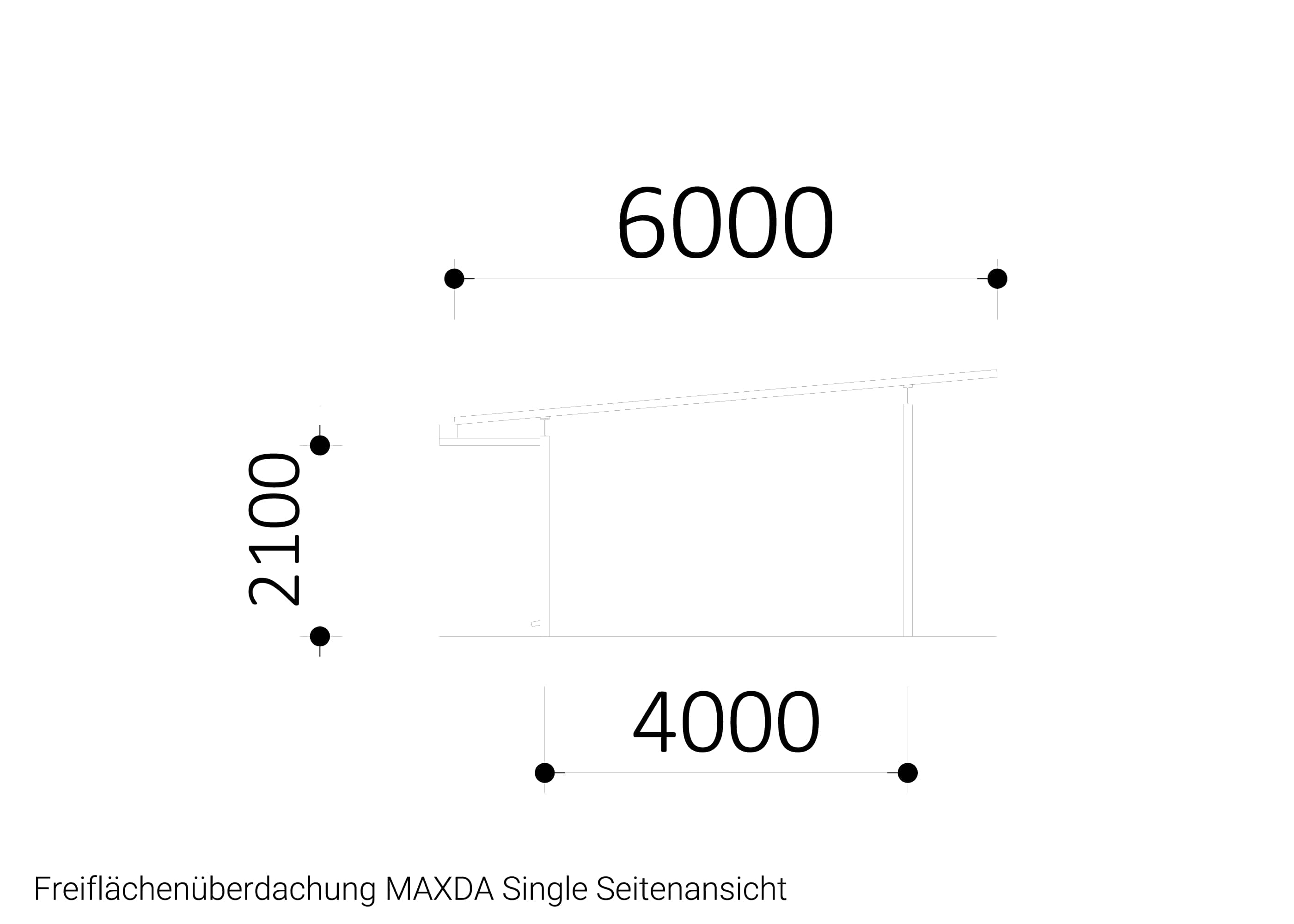 Freiflächenüberdachung Maxda Single Seitenansicht Freiflächenüberdachung Maxda Single Seitenansicht