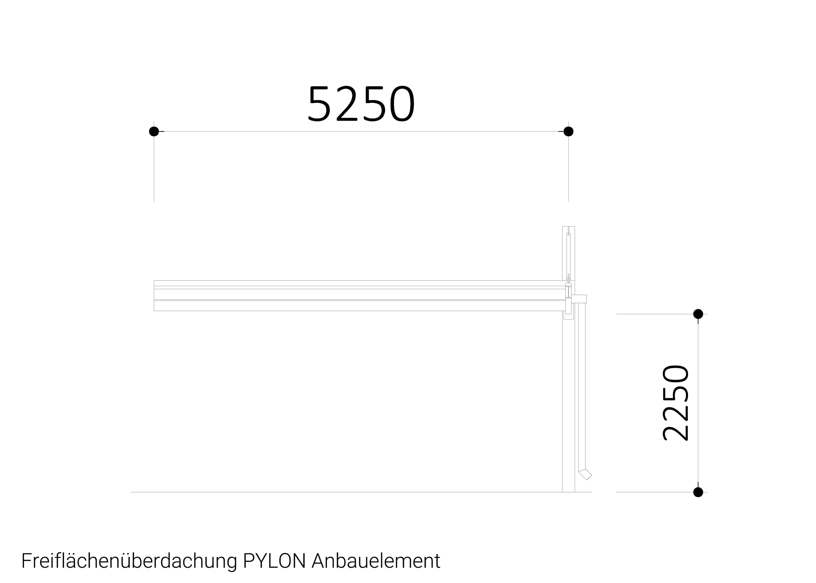 Freiflächenüberdachung PYLON Anbauelement