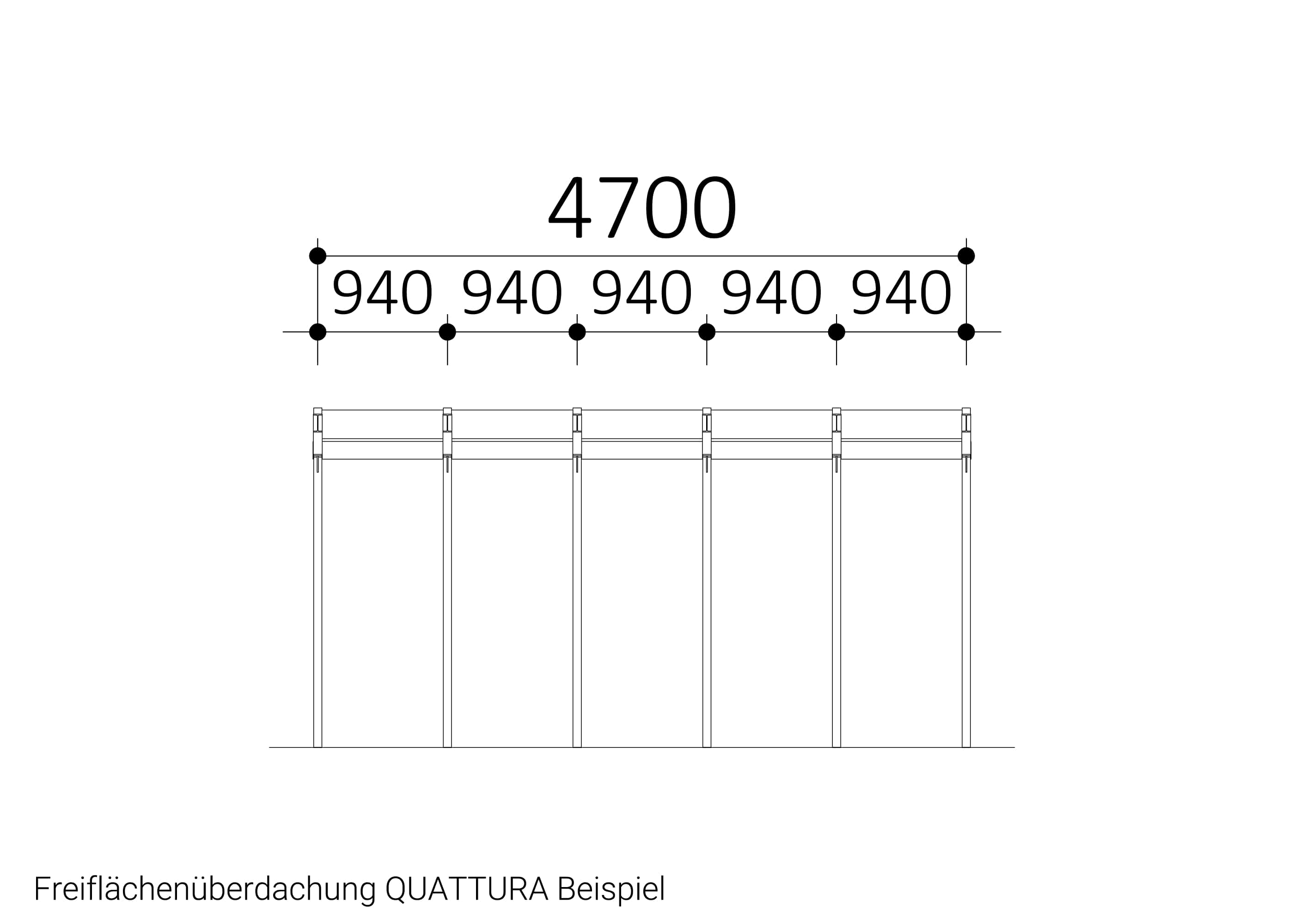 Freiflächenüberdachung QUATTURA Beispiel