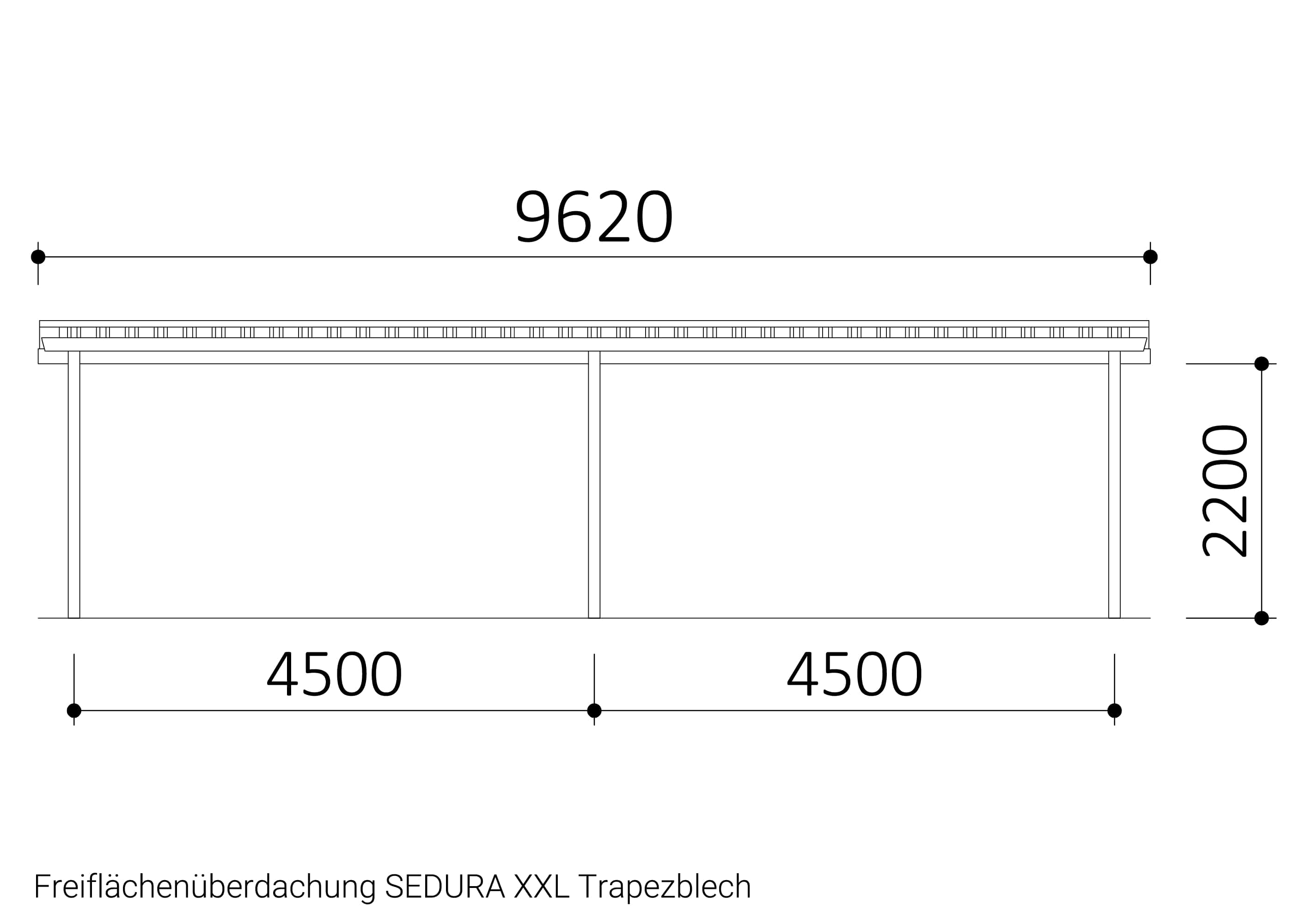 Freiflächenüberdachung SEDURA XXL Trapezblech Freiflächenüberdachung SEDURA XXL Trapezblech