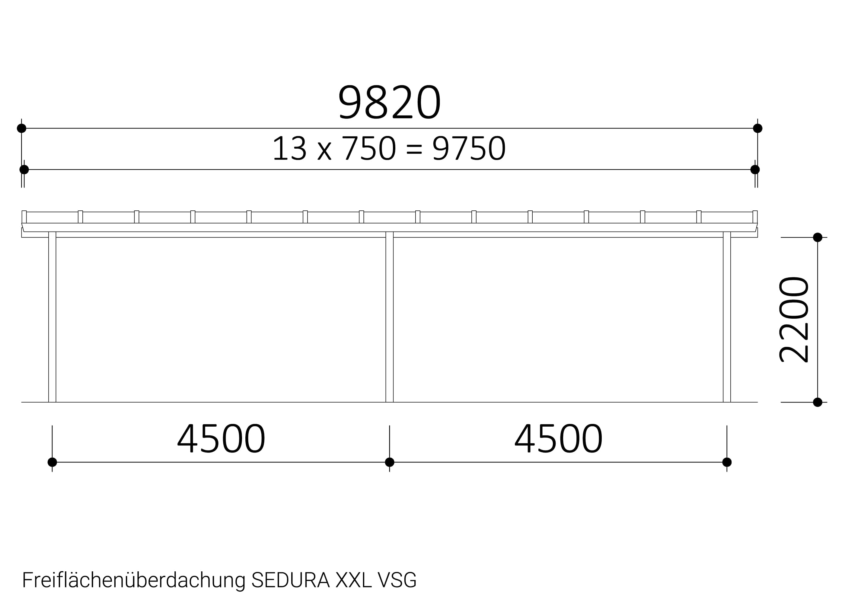 Freiflächenüberdachung SEDURA XXL VSG Freiflächenüberdachung SEDURA XXL VSG