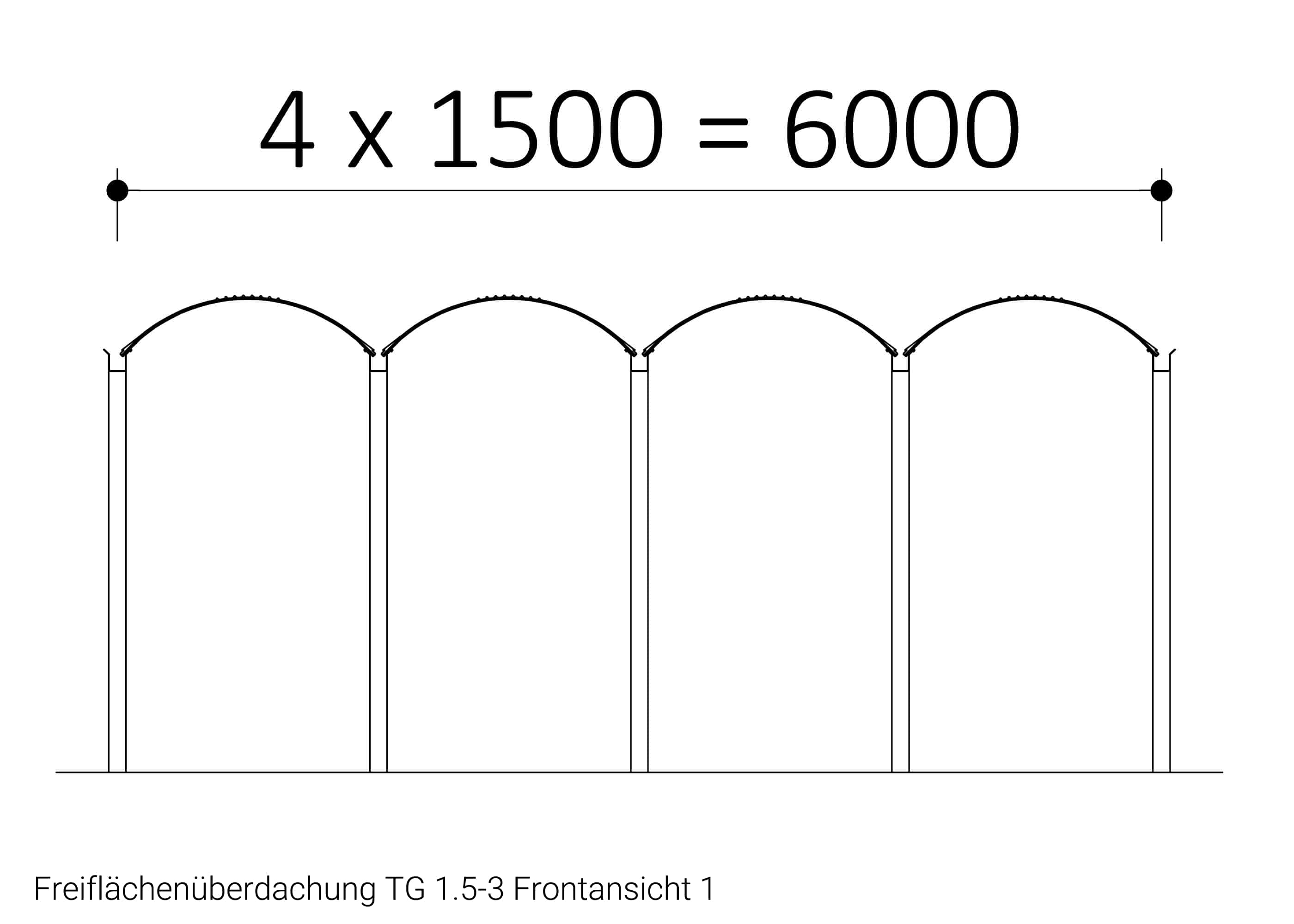 Freiflächenüberdachung TG 1.5-3 Frontansicht 1 Freiflächenüberdachung TG 1.5-3 Frontansicht 1