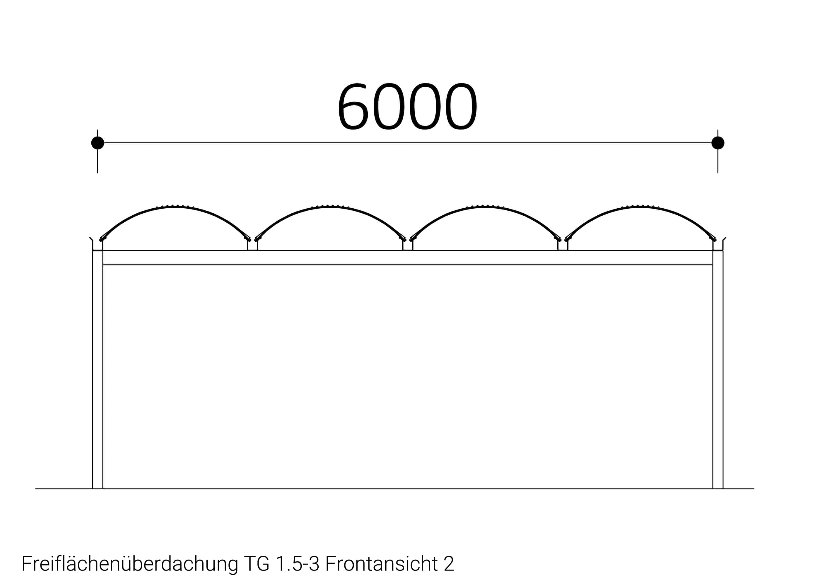Freiflächenüberdachung TG 1.5-3 Frontansicht 2 Freiflächenüberdachung TG 1.5-3 Frontansicht 2