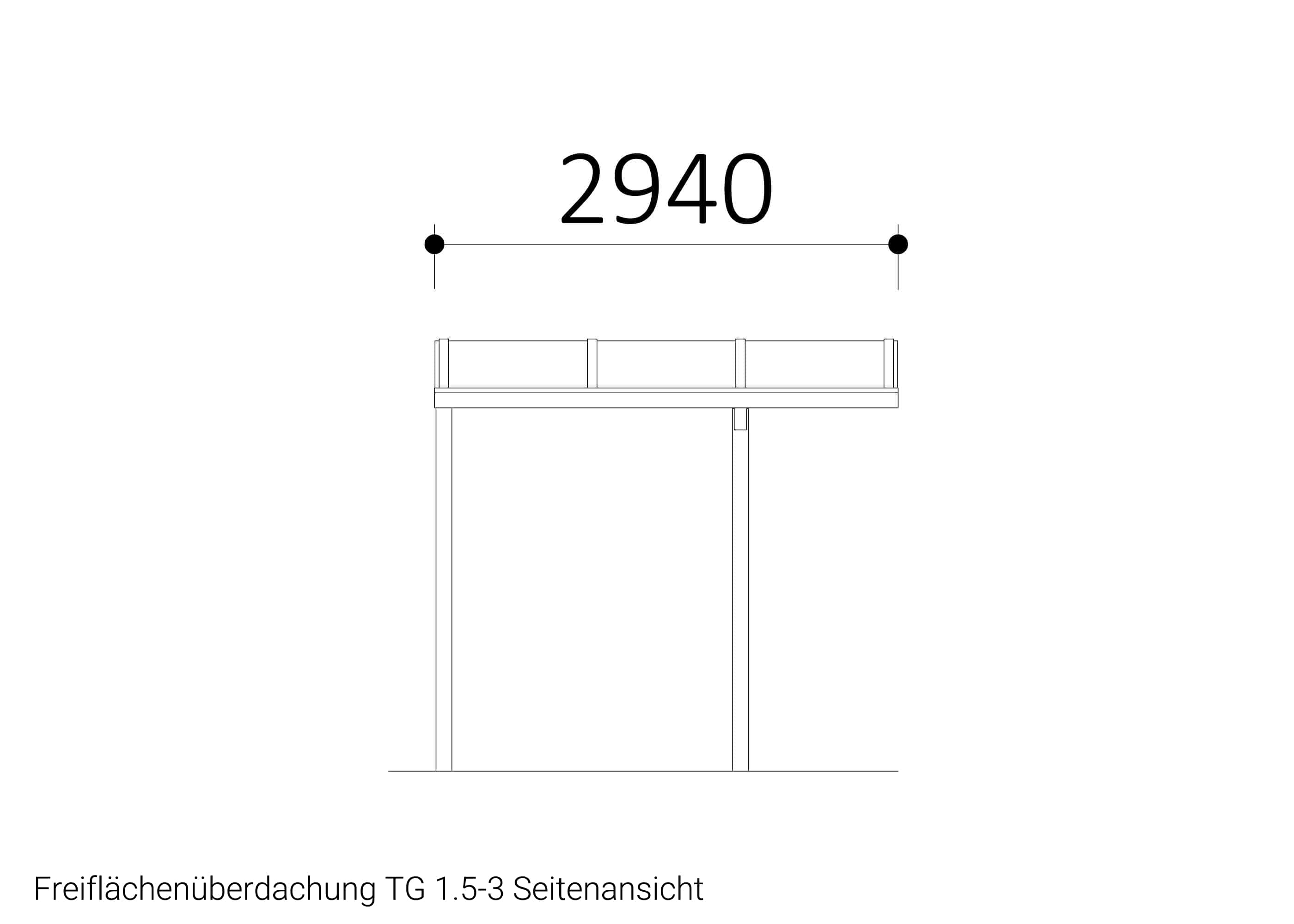 Freiflächenüberdachung TG 1.5-3 Seitenansicht Freiflächenüberdachung TG 1.5-3 Seitenansicht