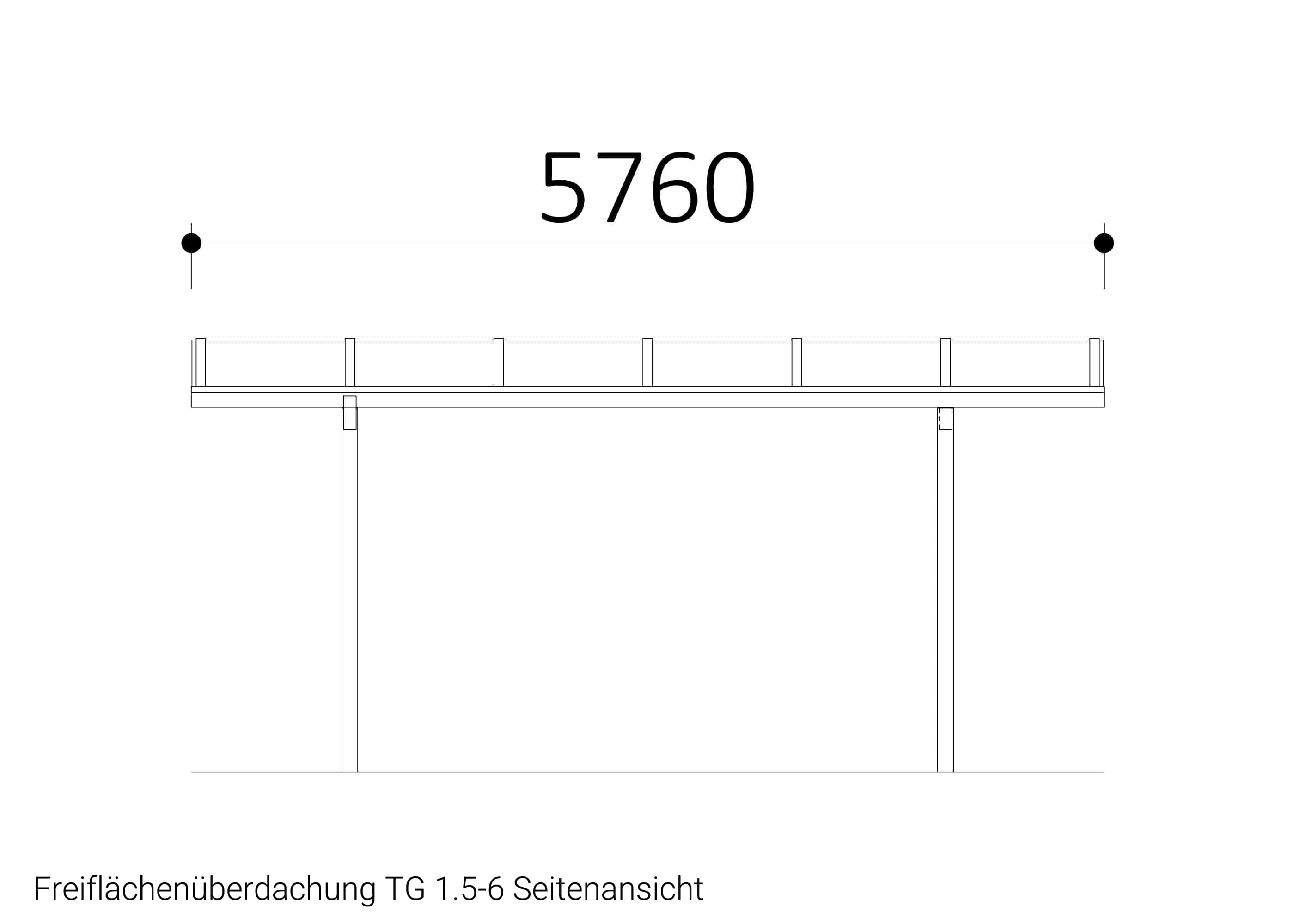 Freiflächenüberdachung TG 1.5-6 Seitenansicht Freiflächenüberdachung TG 1.5-6 Seitenansicht