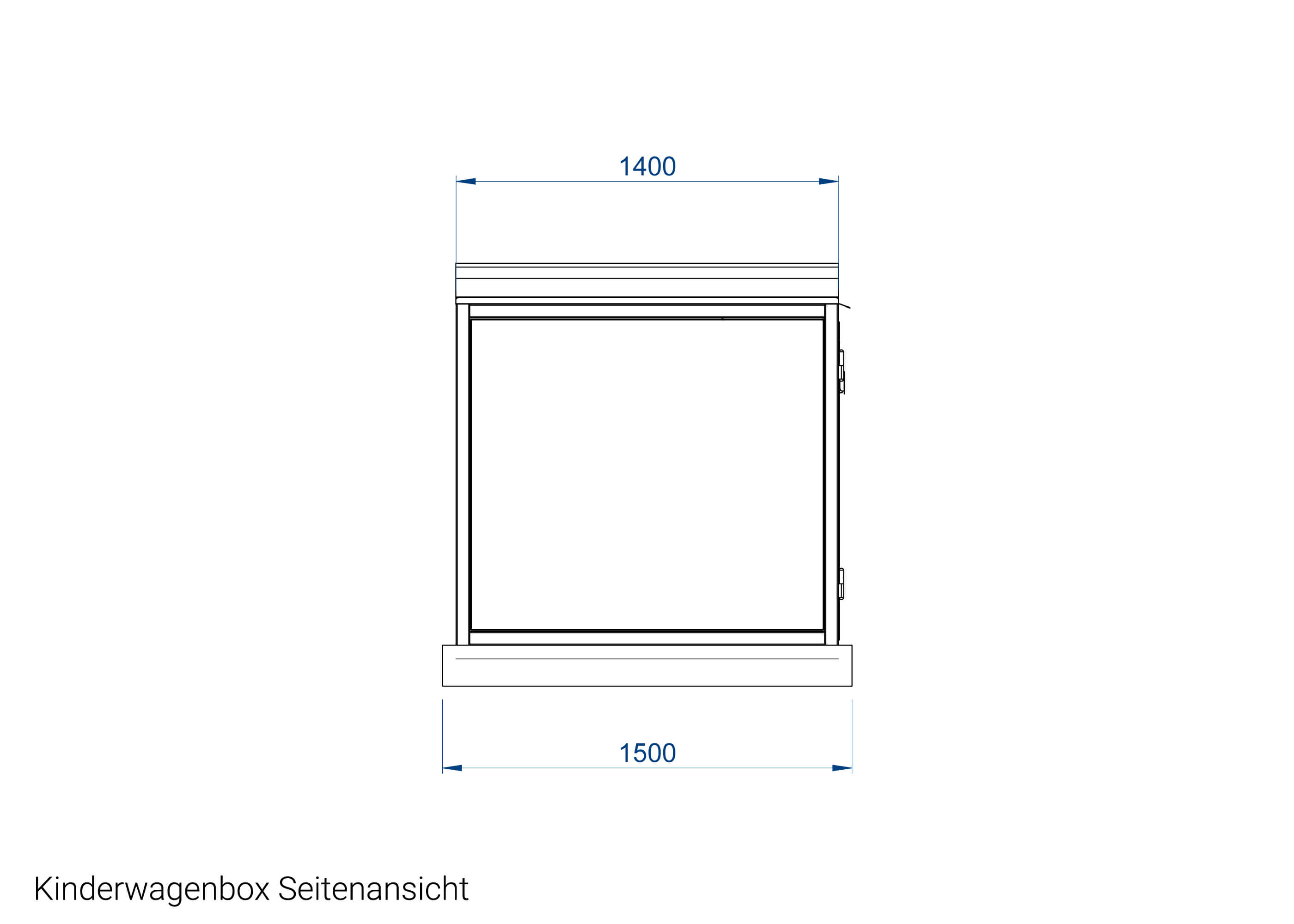 Kinderwagenbox Seitenansicht Zeichnung