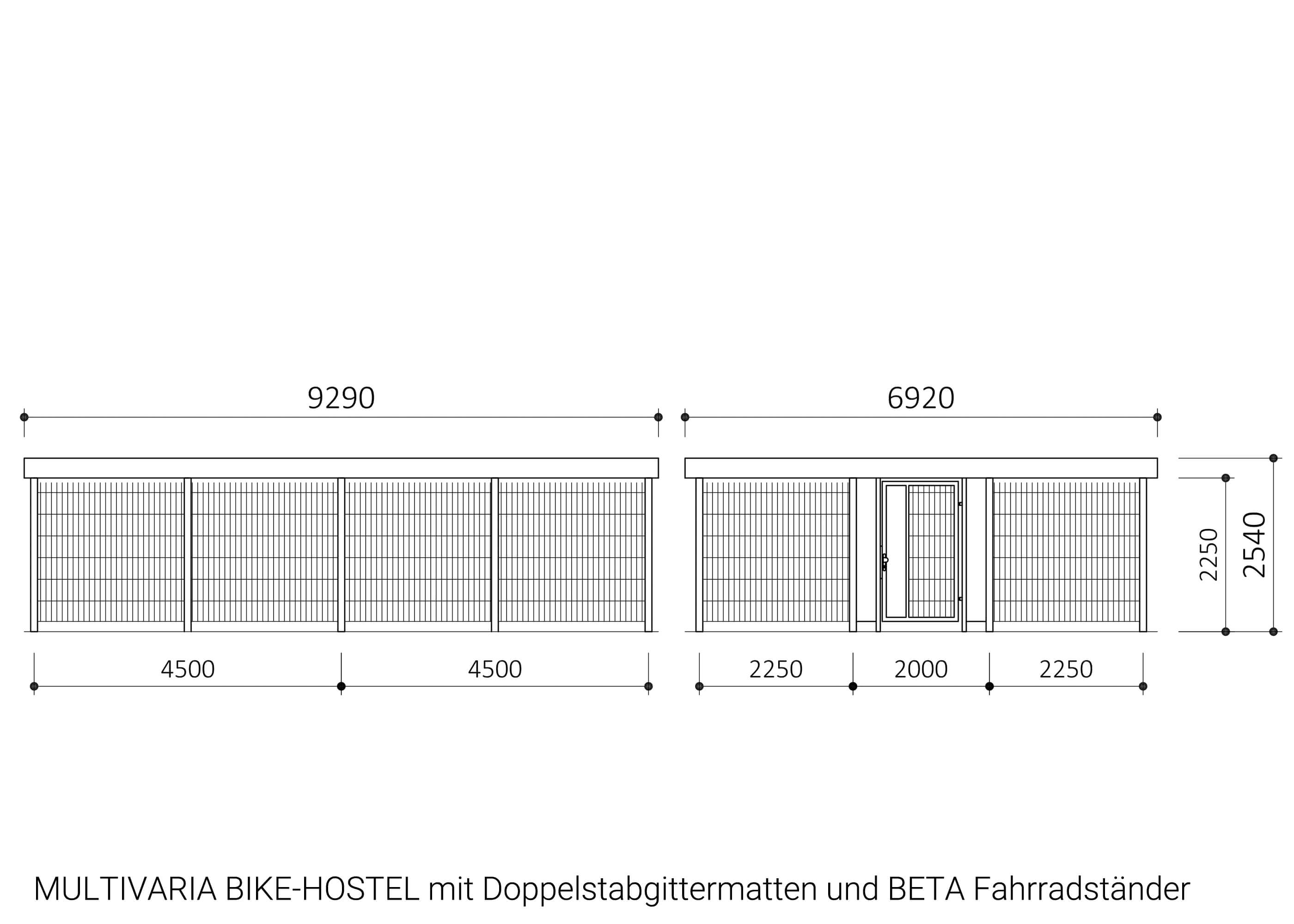 MULTIVARIA BIKE-HOSTEL mit Doppelstabgittermatten und BETA Fahrradständer MULTIVARIA BIKE-HOSTEL mit Doppelstabgittermatten und BETA Fahrradständer