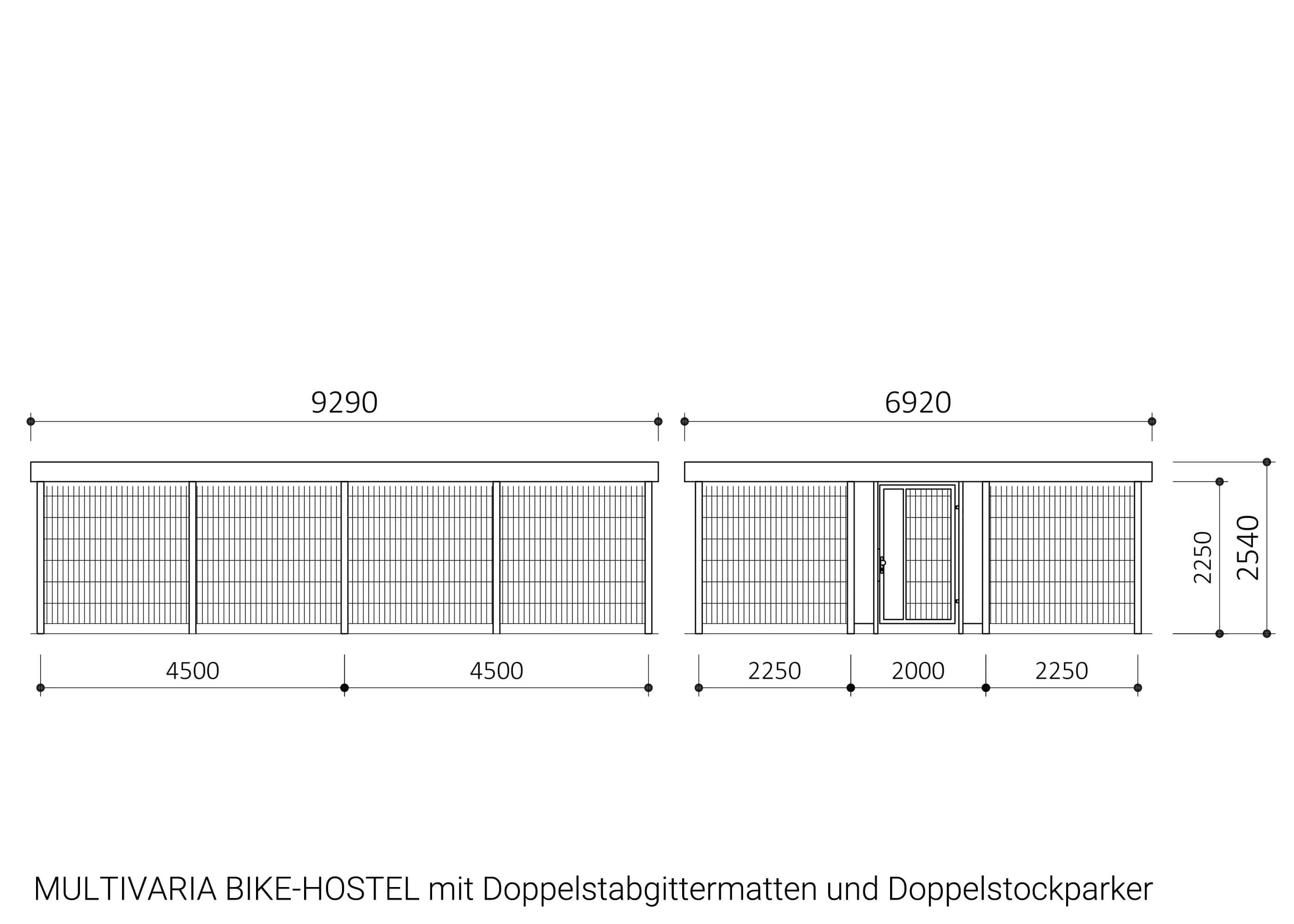 MULTIVARIA BIKE-HOSTEL mit Doppelstabgittermatten und Doppelstockparker MULTIVARIA BIKE-HOSTEL mit Doppelstabgittermatten und Doppelstockparker