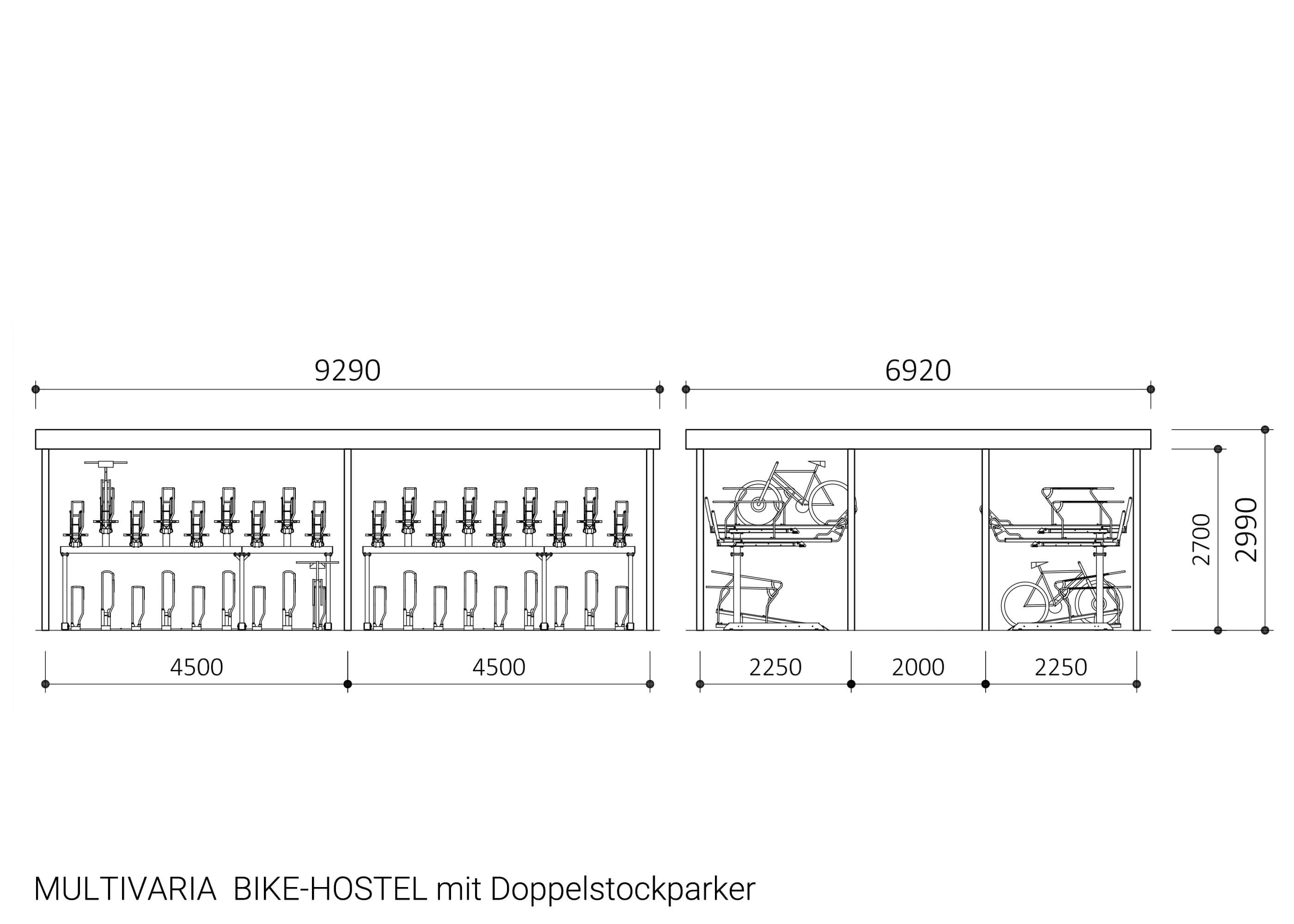 MULTIVARIA BIKE-HOSTEL mit Doppelstockparker MULTIVARIA BIKE-HOSTEL mit Doppelstockparker