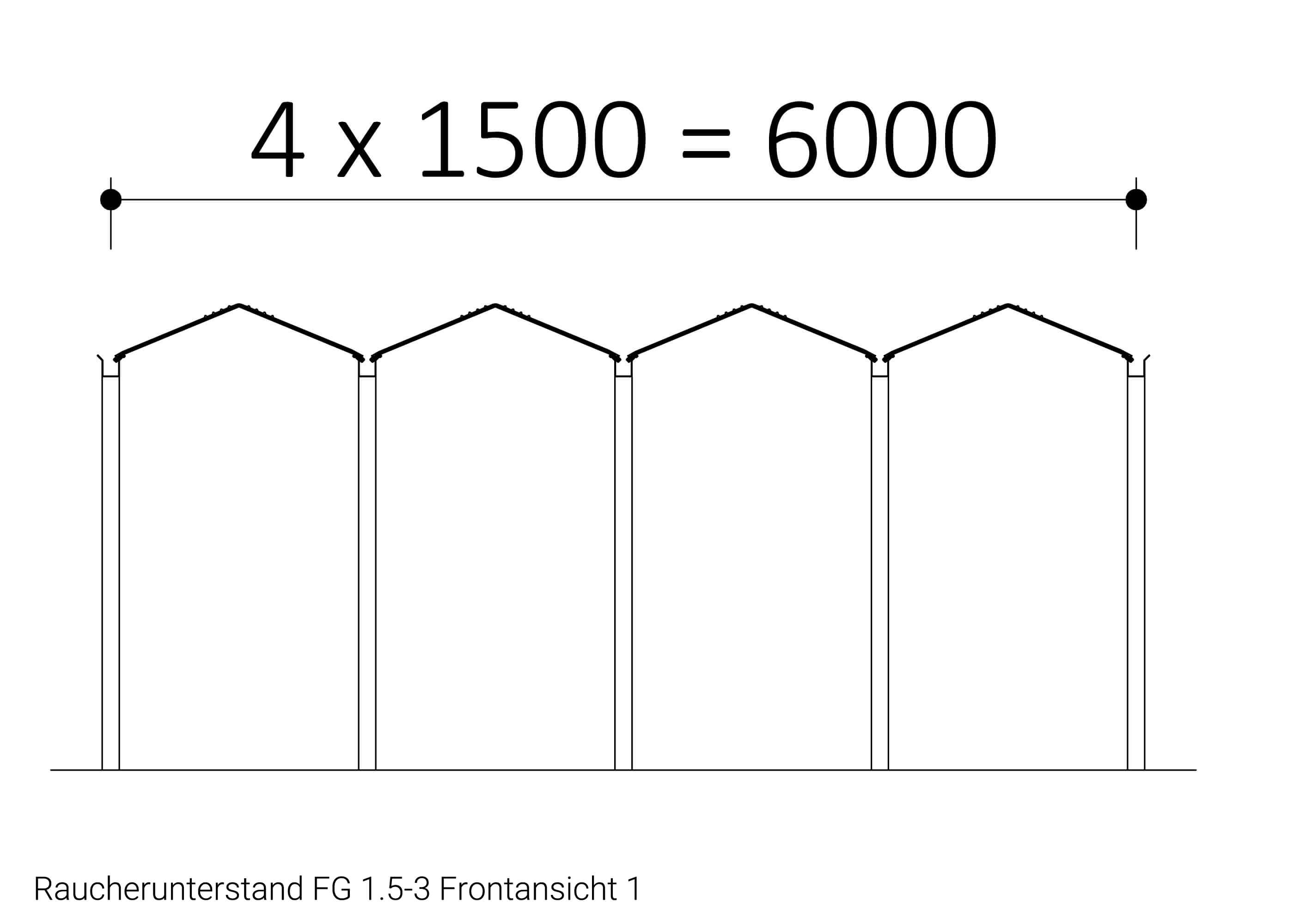 Raucherunterstand-FG-1.5-3-Frontansicht-1-Zeichnung Raucherunterstand-FG-1.5-3-Frontansicht-1-Zeichnung