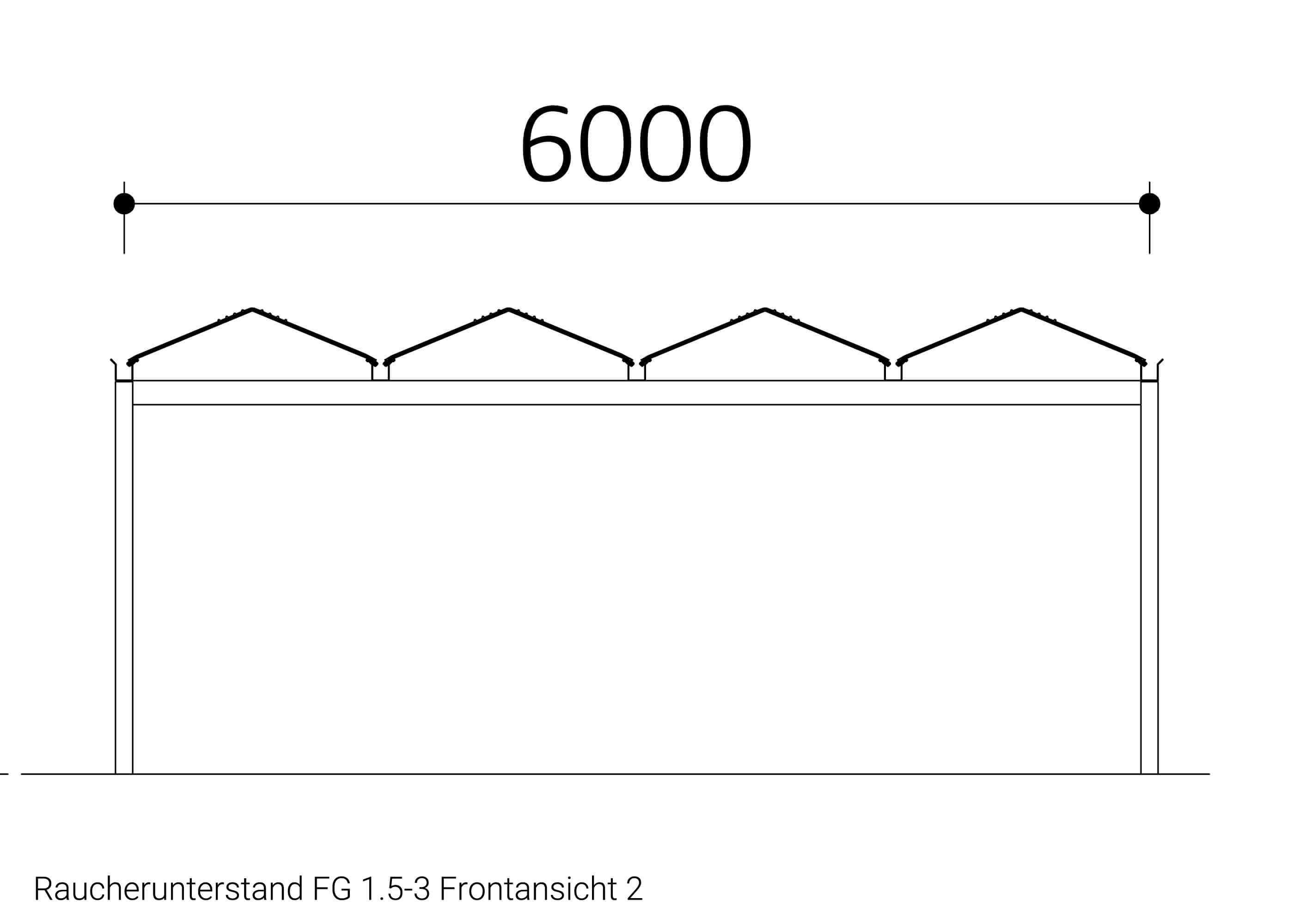 Raucherunterstand-FG-1.5-3-Frontansicht-2-Zeichnung Raucherunterstand-FG-1.5-3-Frontansicht-2-Zeichnung