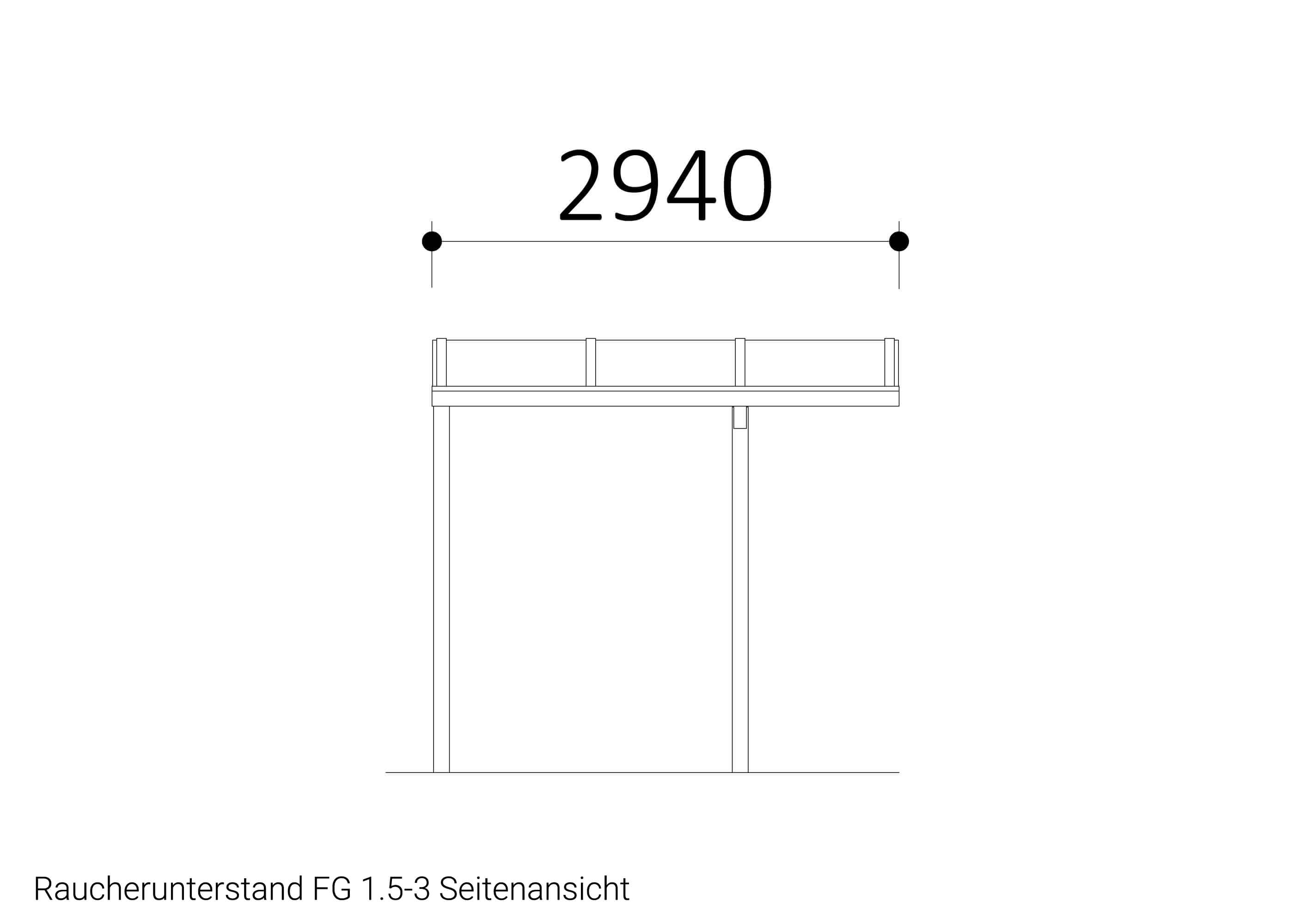 Raucherunterstand-FG-1.5-3-Seitenansicht-Zeichnung Raucherunterstand-FG-1.5-3-Seitenansicht-Zeichnung