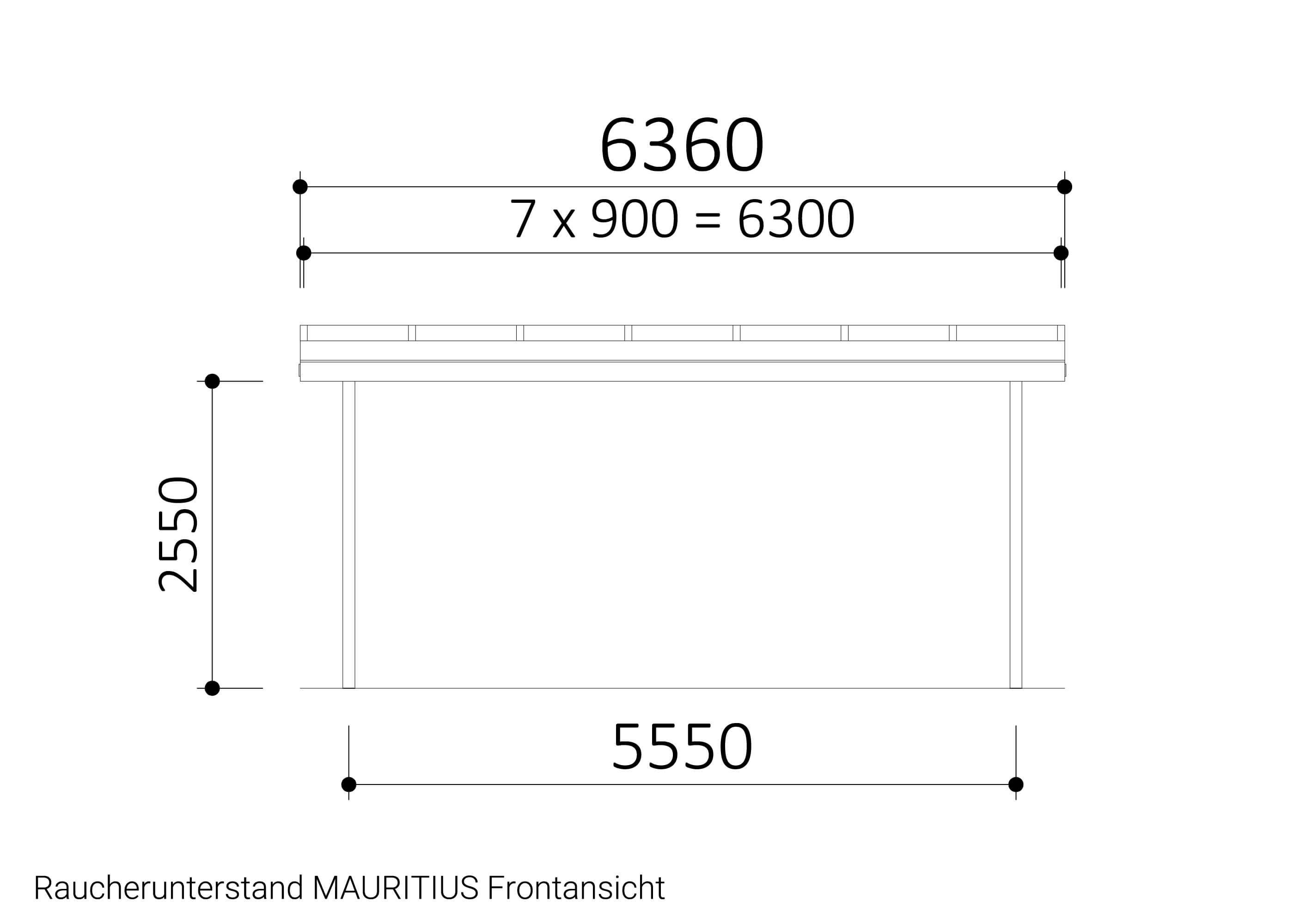 Raucherunterstand MAURITIUS Frontansicht Raucherunterstand MAURITIUS Frontansicht