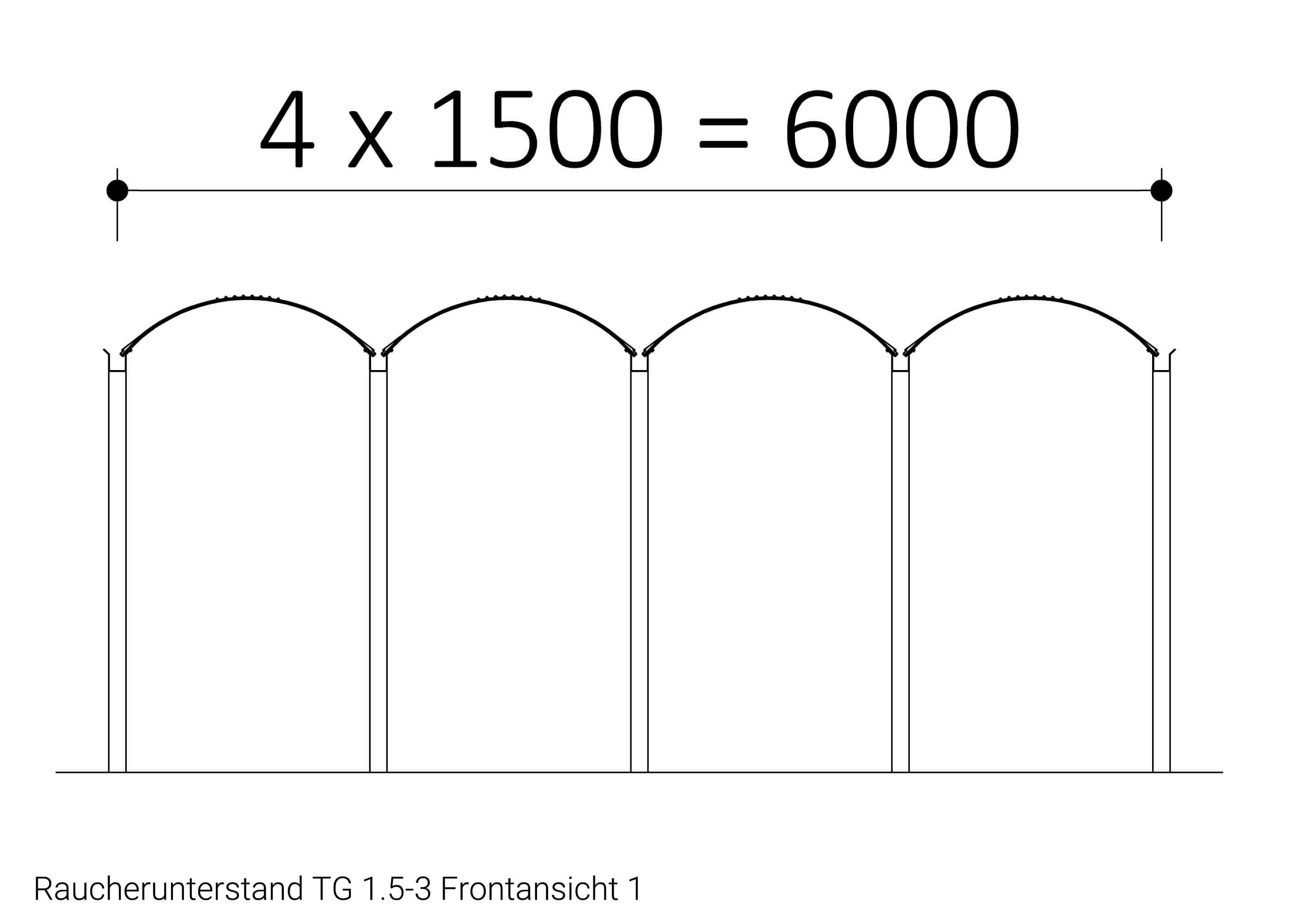 Raucherunterstand-TG-1.5-3-Frontansicht-1-Zeichnung Raucherunterstand-TG-1.5-3-Frontansicht-1-Zeichnung
