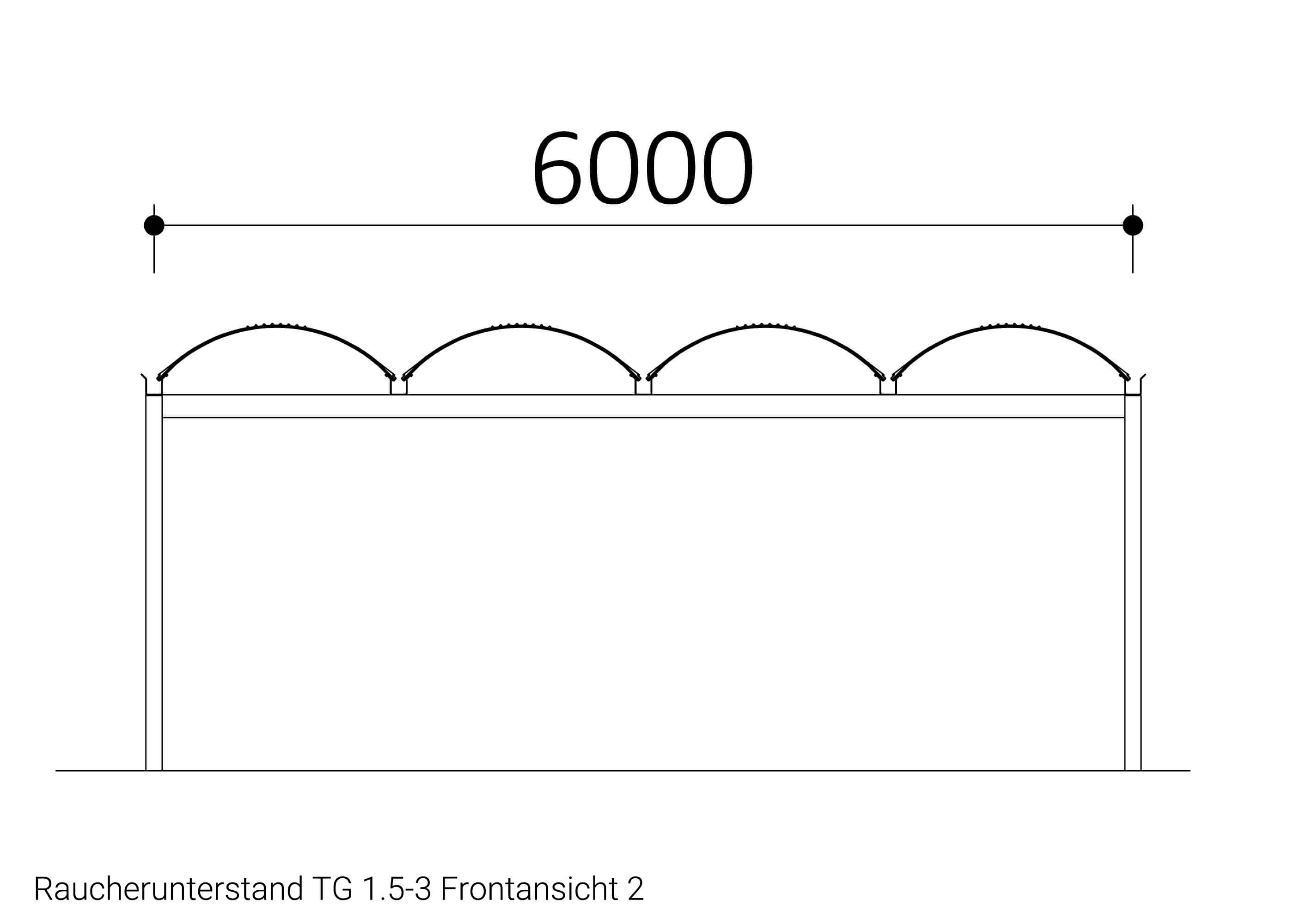 Raucherunterstand-TG-1.5-3-Frontansicht-2-Zeichnung Raucherunterstand-TG-1.5-3-Frontansicht-2-Zeichnung