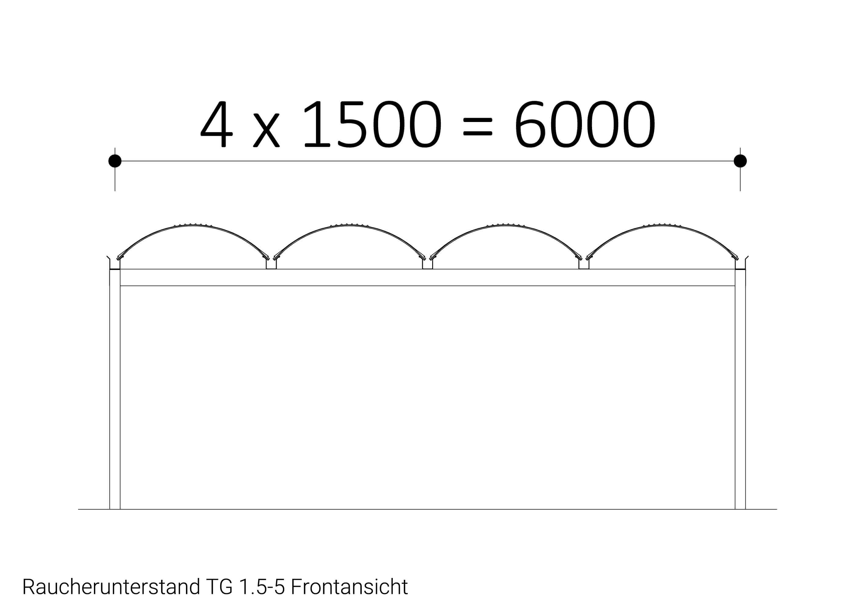 Raucherunterstand-TG-1.5-5-Frontansicht-Zeichnung Raucherunterstand-TG-1.5-5-Frontansicht-Zeichnung