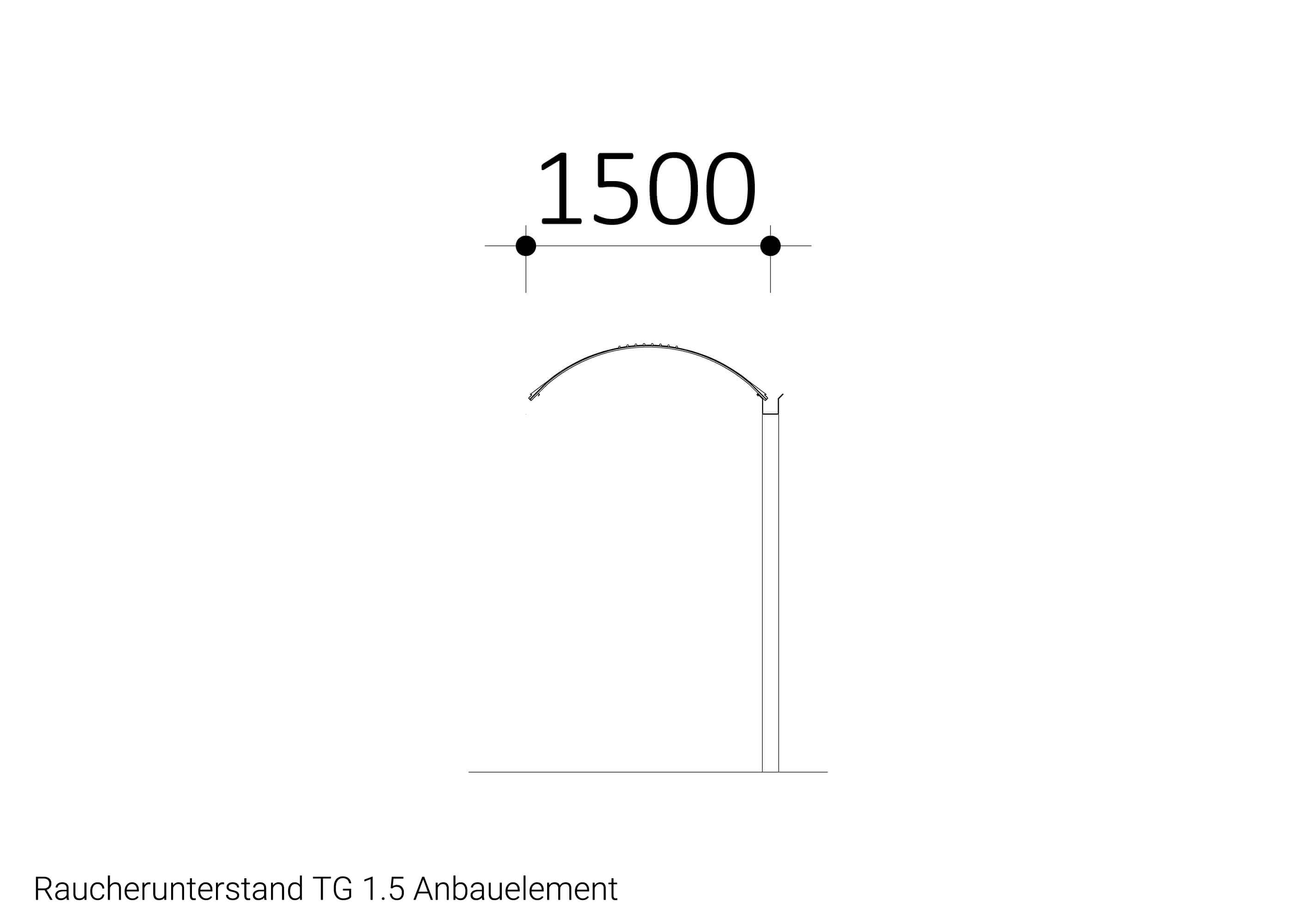 Raucherunterstand-TG-Anbauelement-Zeichnung Raucherunterstand-TG-Anbauelement-Zeichnung