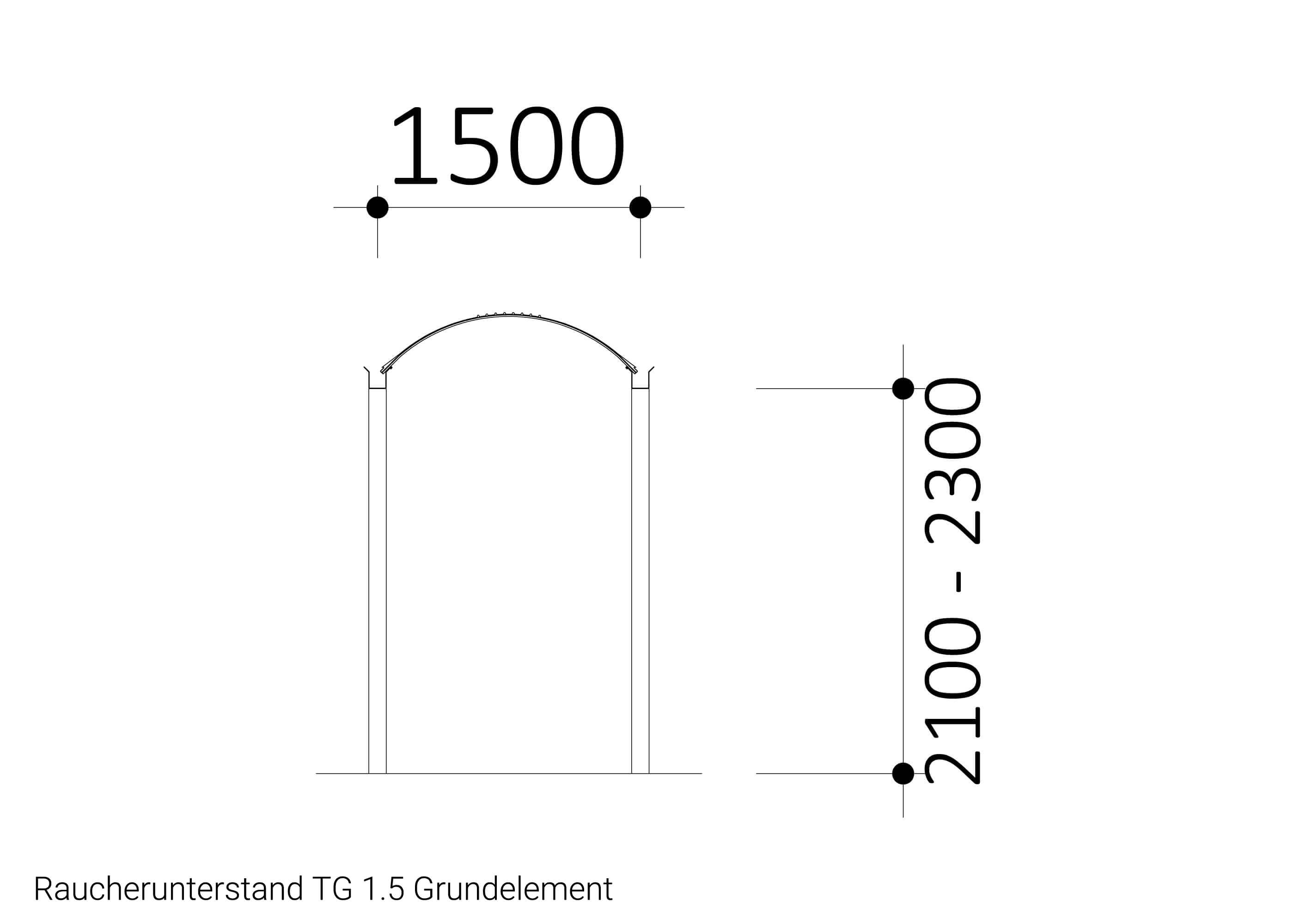 Raucherunterstand-TG-Grundelement-Zeichnung Raucherunterstand-TG-Grundelement-Zeichnung