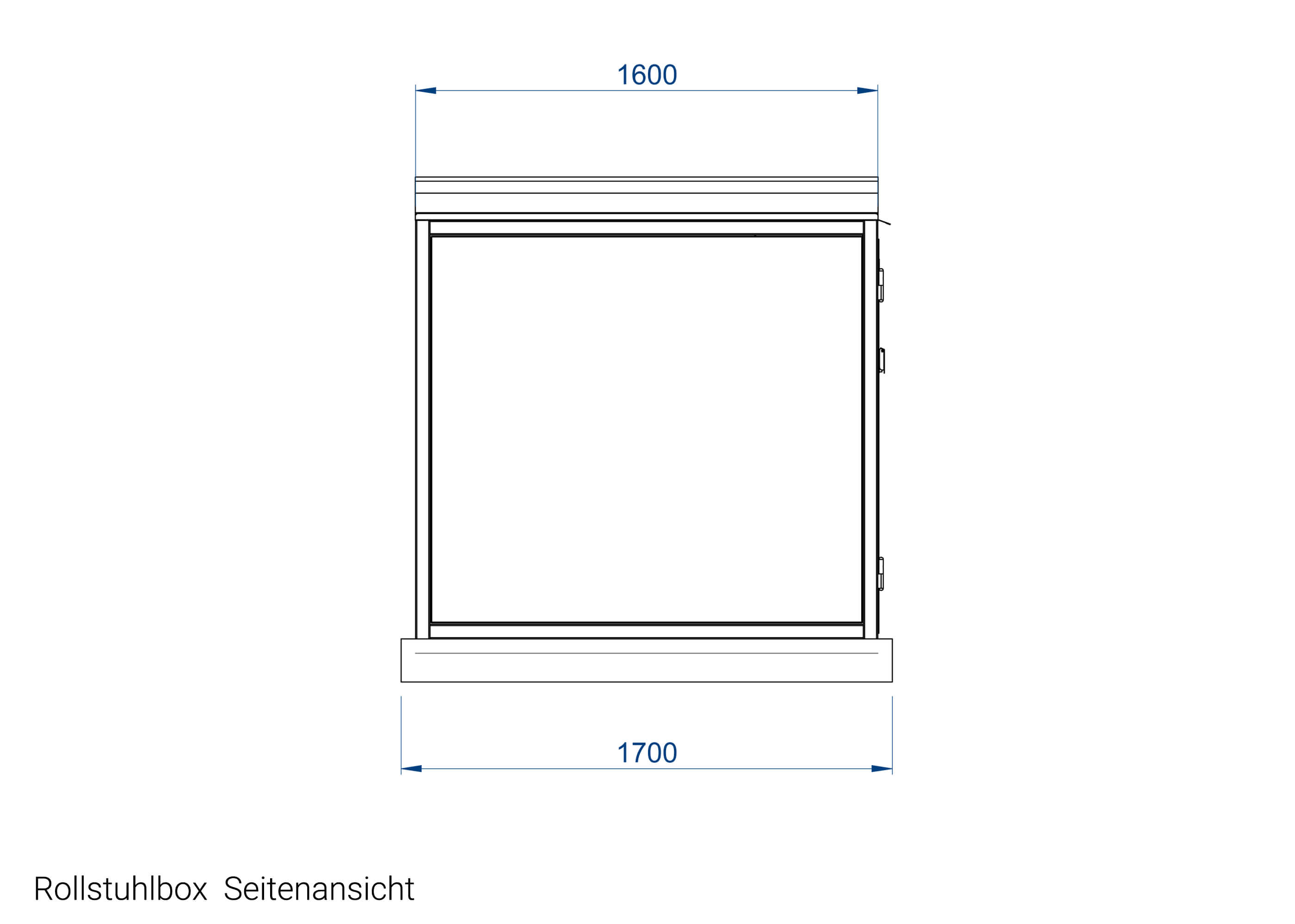 Rollstuhlbox Seitenansicht Zeichnung Rollstuhlbox Seitenansicht Zeichnung