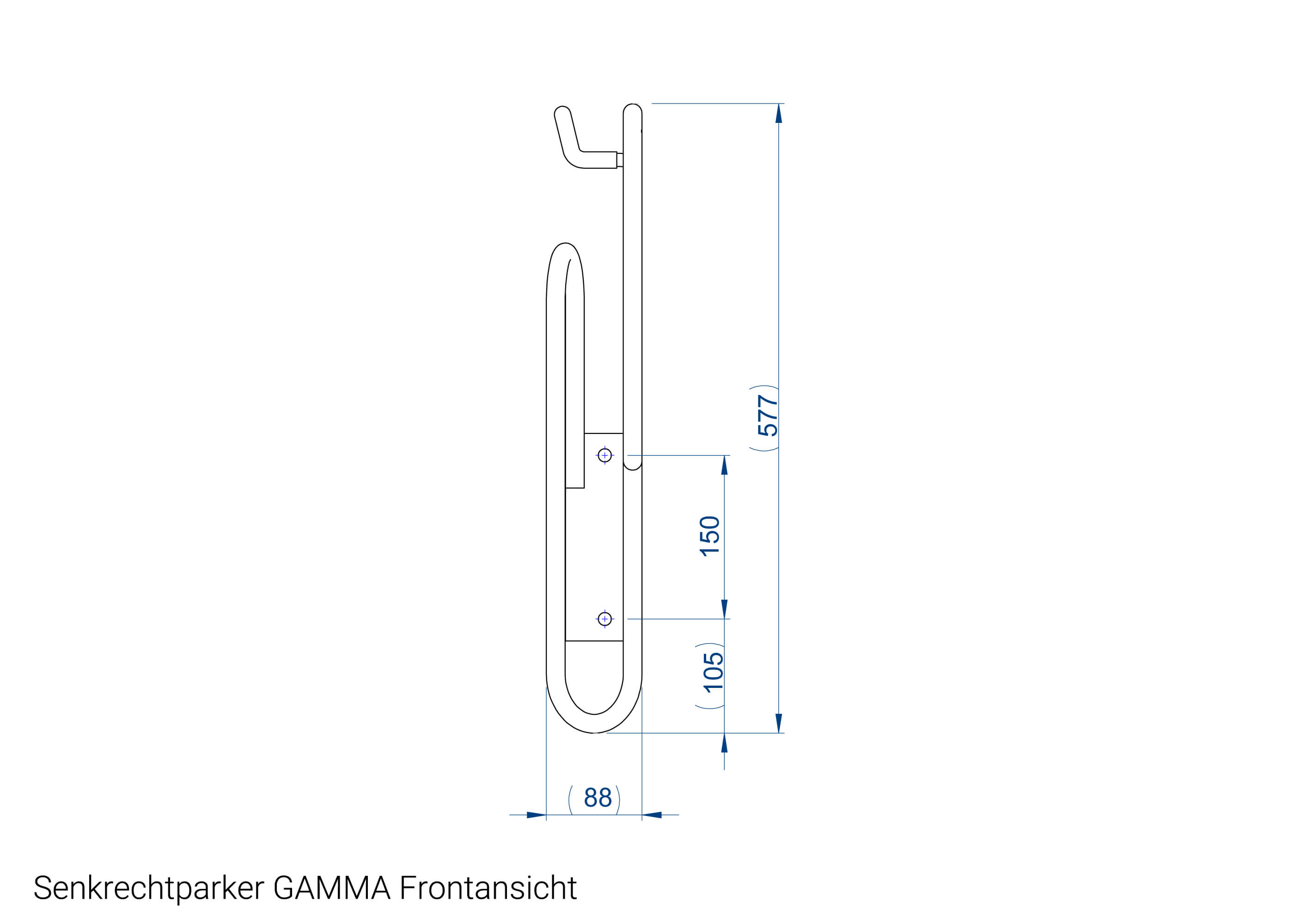 Fahrradständer Senkrechtparker GAMMA Frontansicht Zeichnung