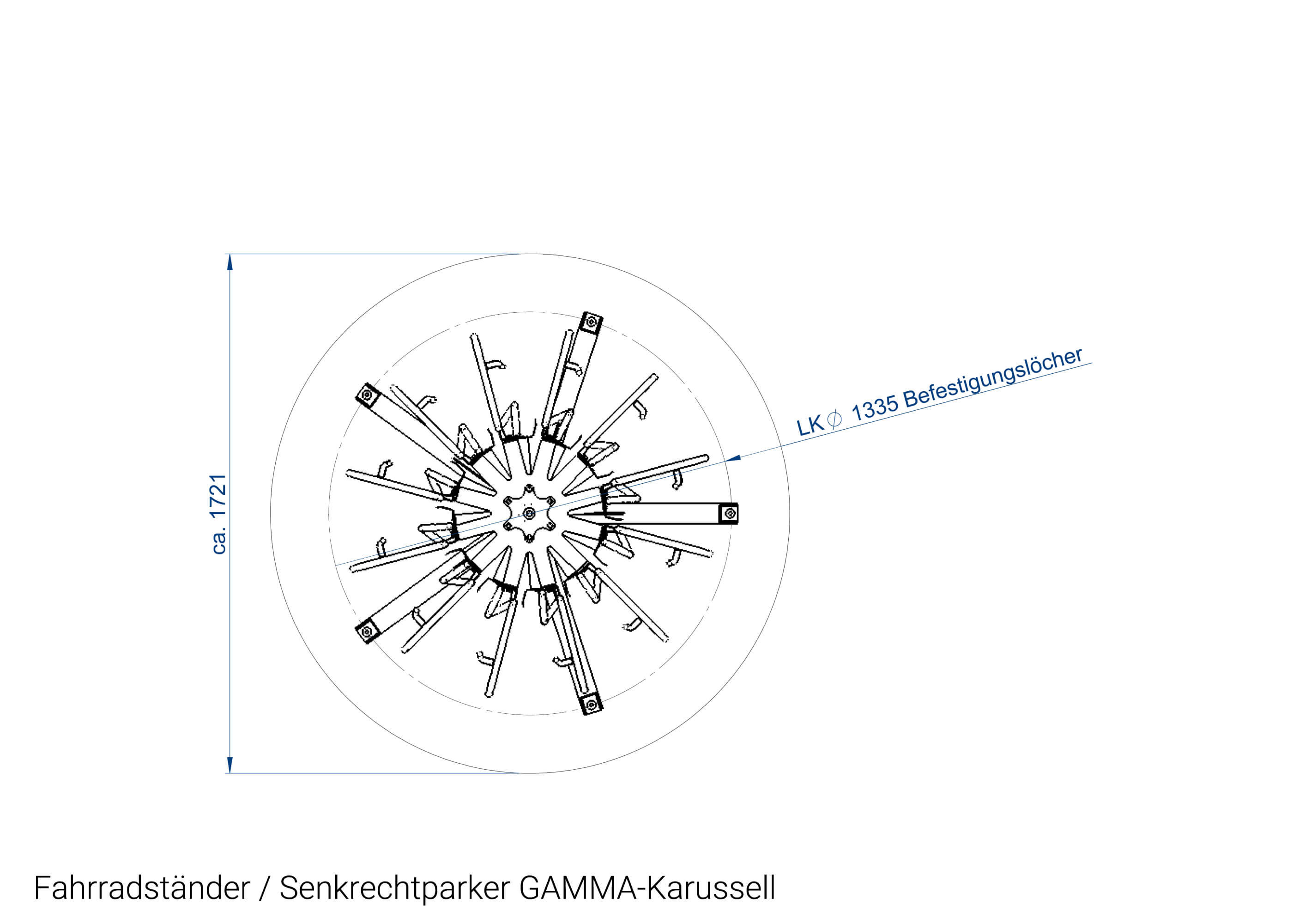Fahrradständer Senkrechtparker GAMMA Karussell Zeichnungg
