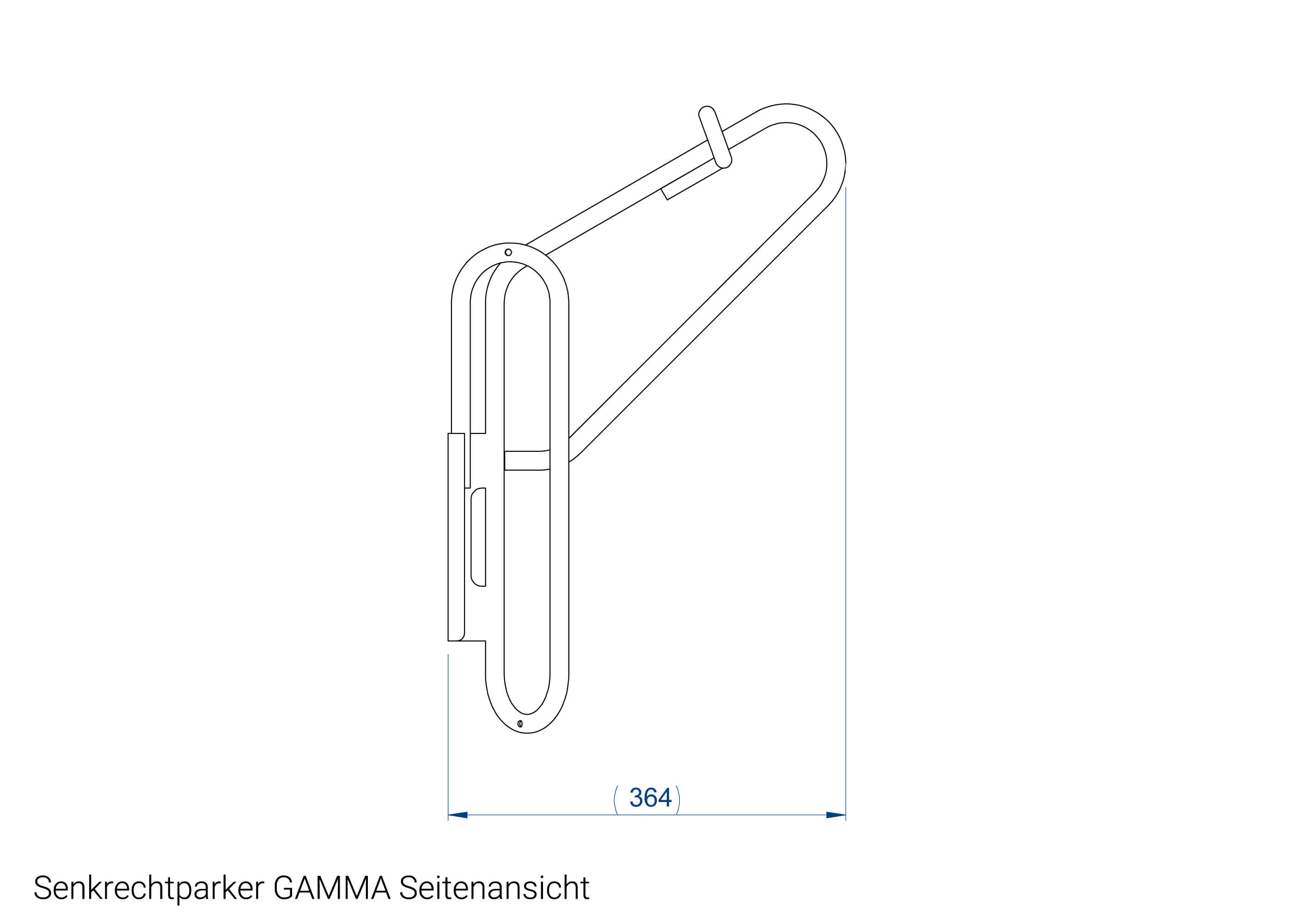 Fahrradständer Senkrechtparker GAMMA Seitenansicht Zeichnung