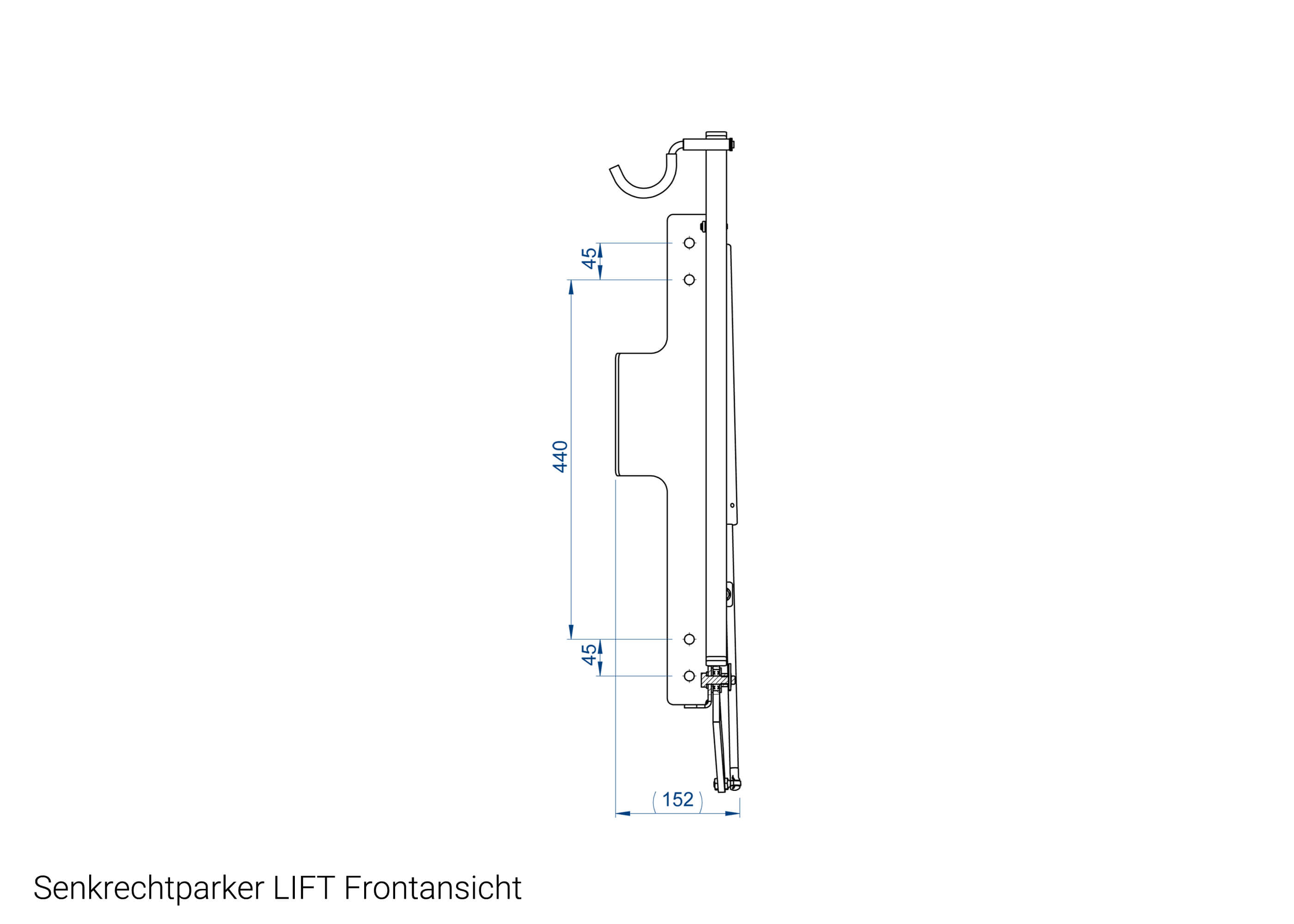 Fahrradständer Senkrechtparker LIFT Frontansicht Zeichnung Fahrradständer Senkrechtparker LIFT Frontansicht Zeichnung