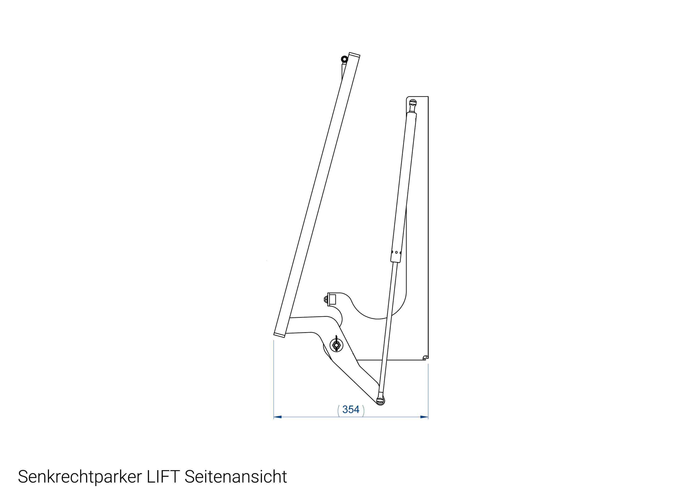 Fahrradständer Senkrechtparker LIFT Seitenansicht Zeichnung Fahrradständer Senkrechtparker LIFT Seitenansicht Zeichnung