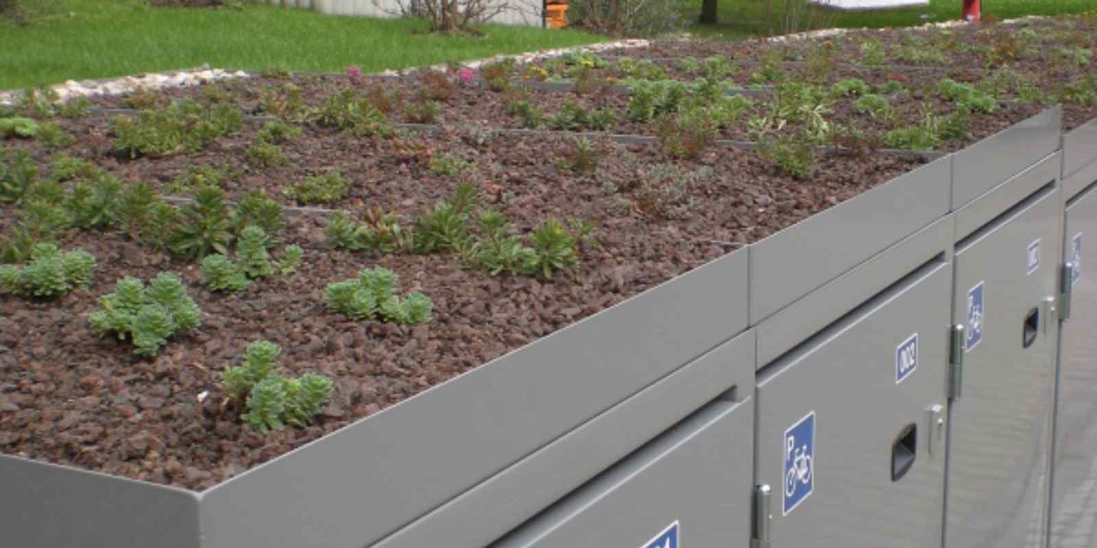 Fahrradbox ARETUS CLASSICO auch mit begrünter Bedachung